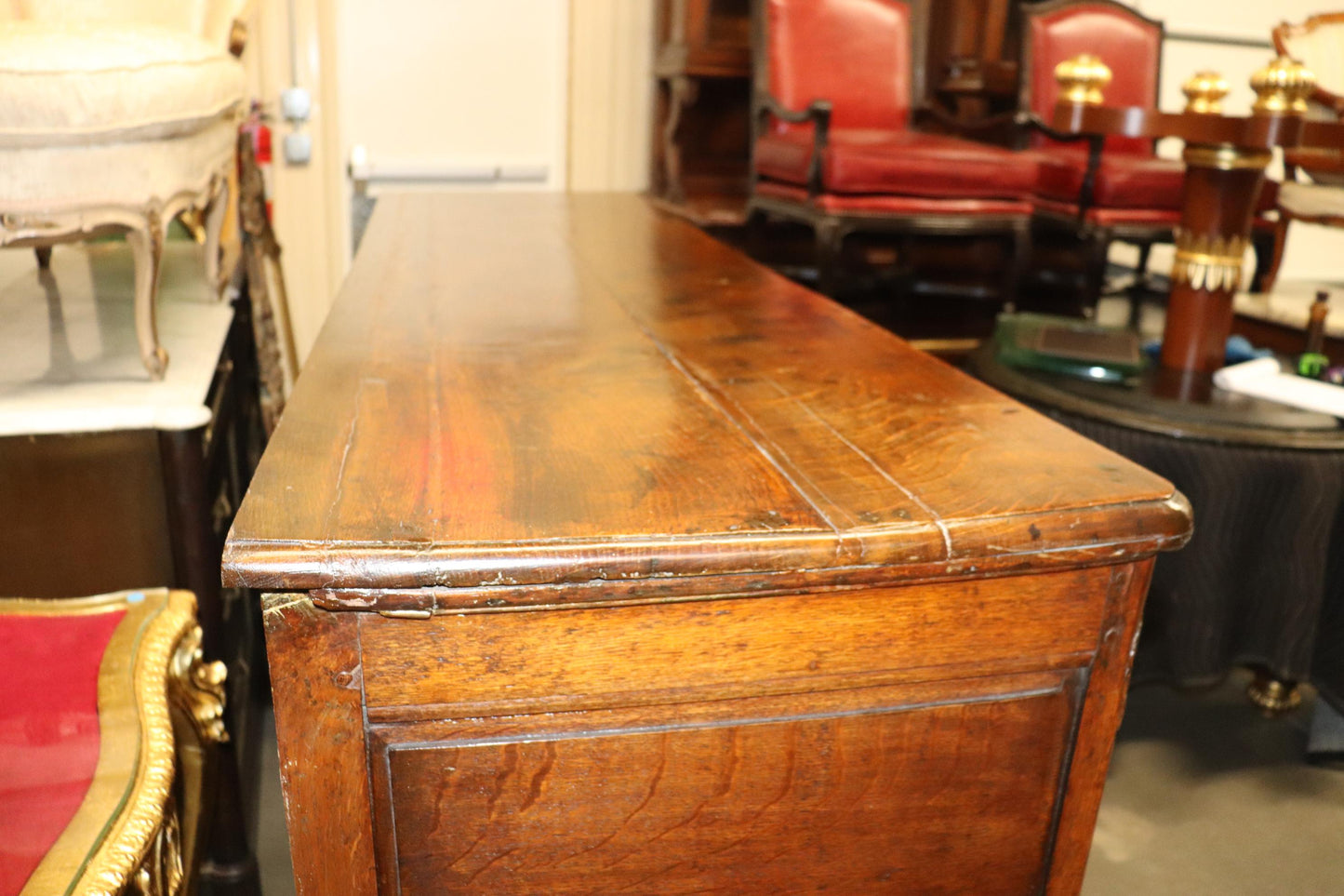 Antique 1770s Era Country French Solid Walnut Carved Sideboard Buffet