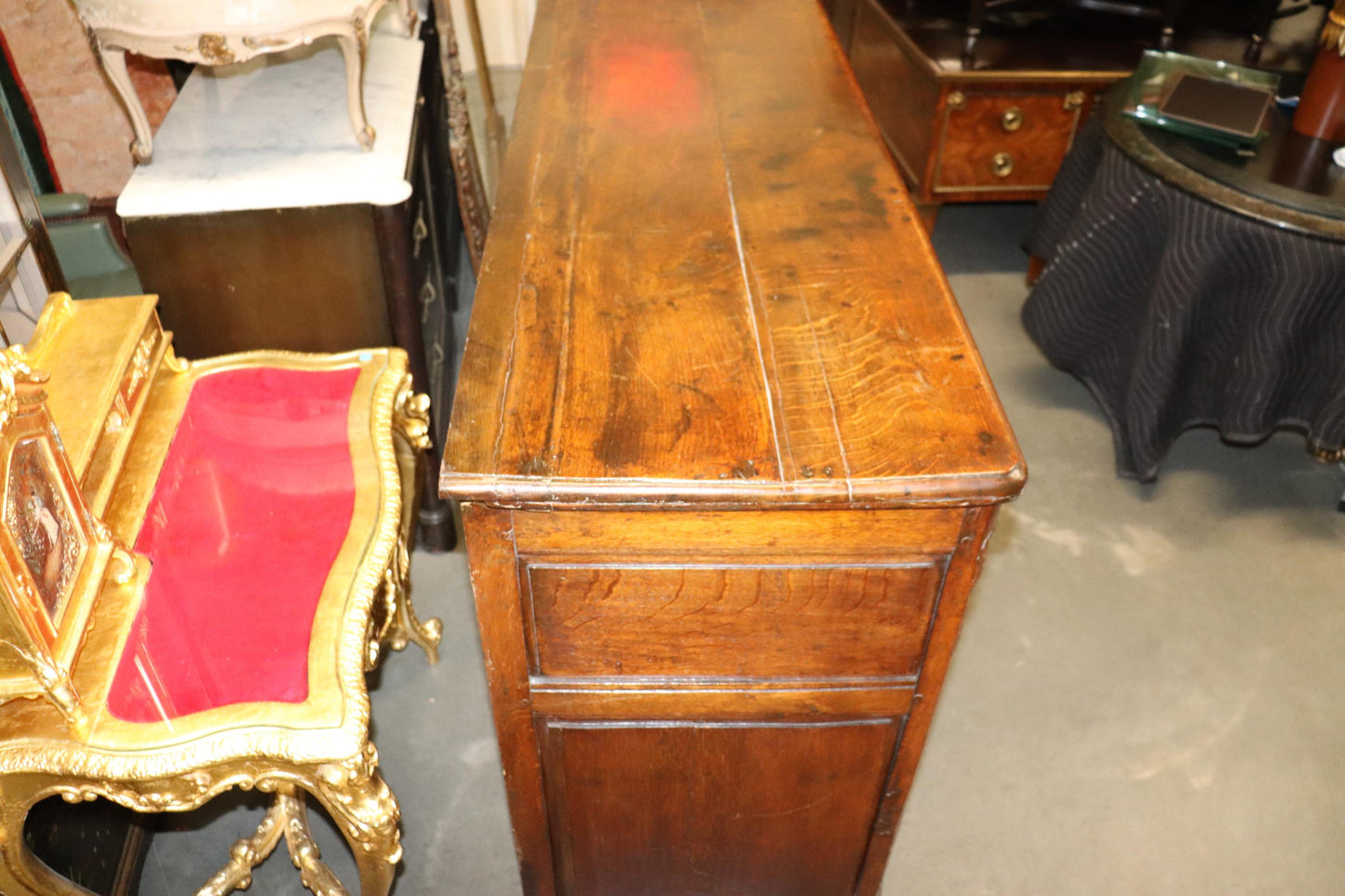 Antique 1770s Era Country French Solid Walnut Carved Sideboard Buffet