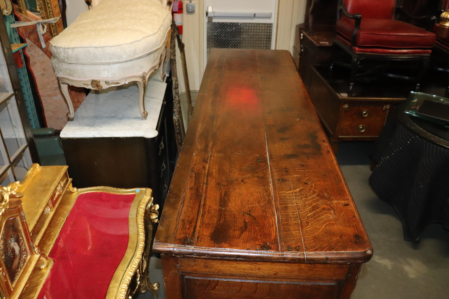 Antique 1770s Era Country French Solid Walnut Carved Sideboard Buffet