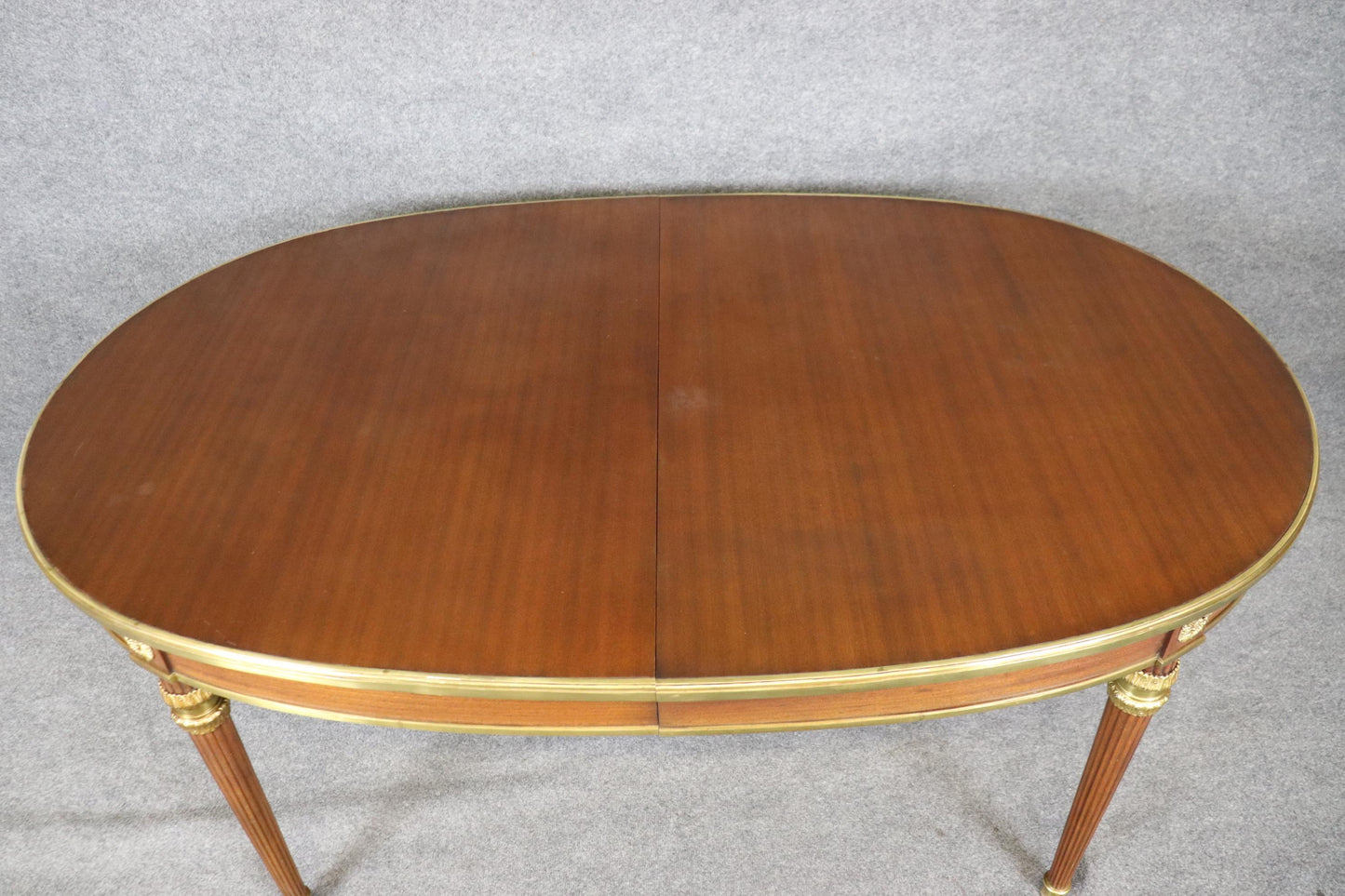 Rare Bronze Mounted Signed Maison Jansen Ribbon Mahogany Dining Table