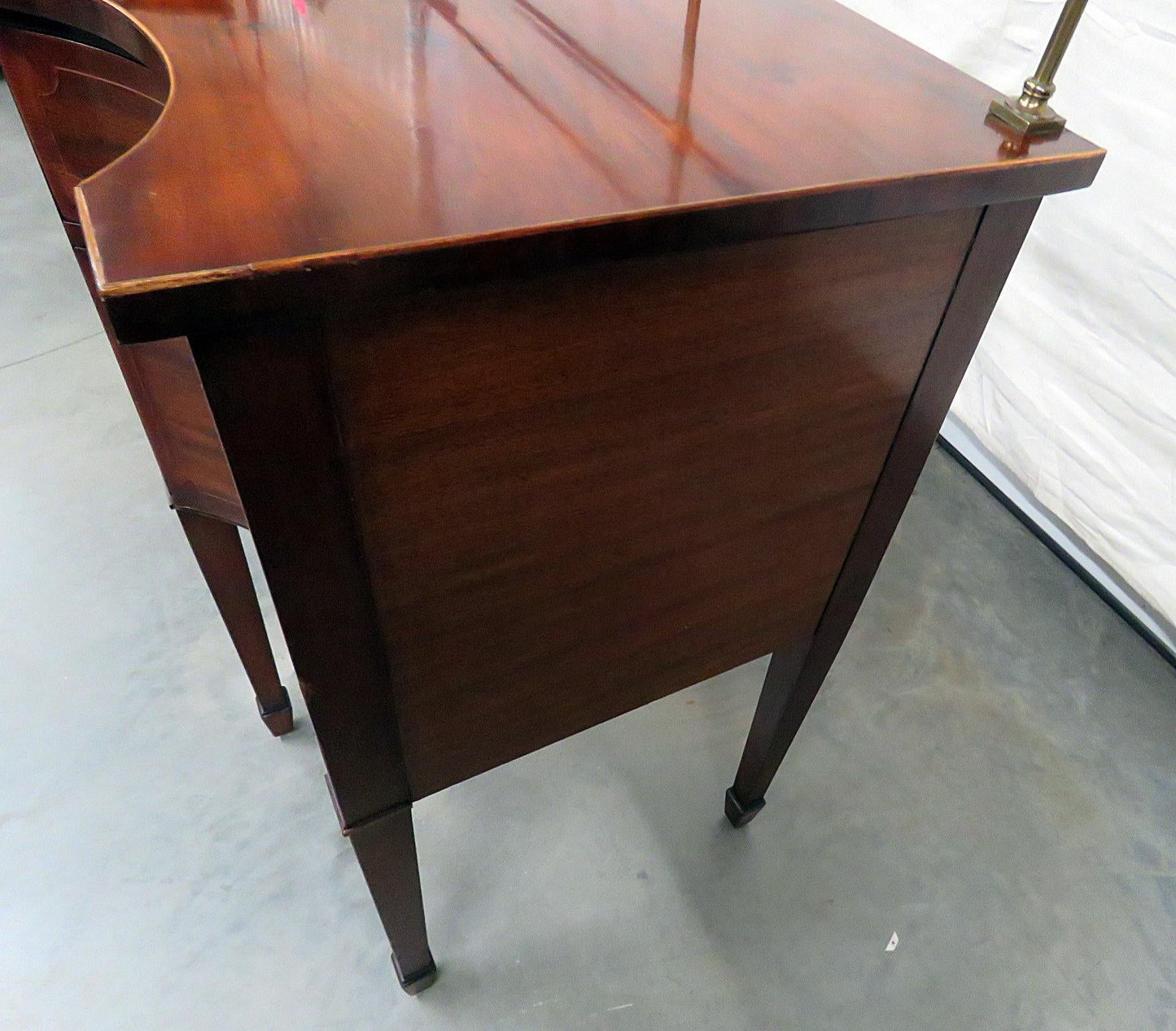 Sheraton Style Inlaid Mahogany Sideboard Server Buffet with Brass Gallery