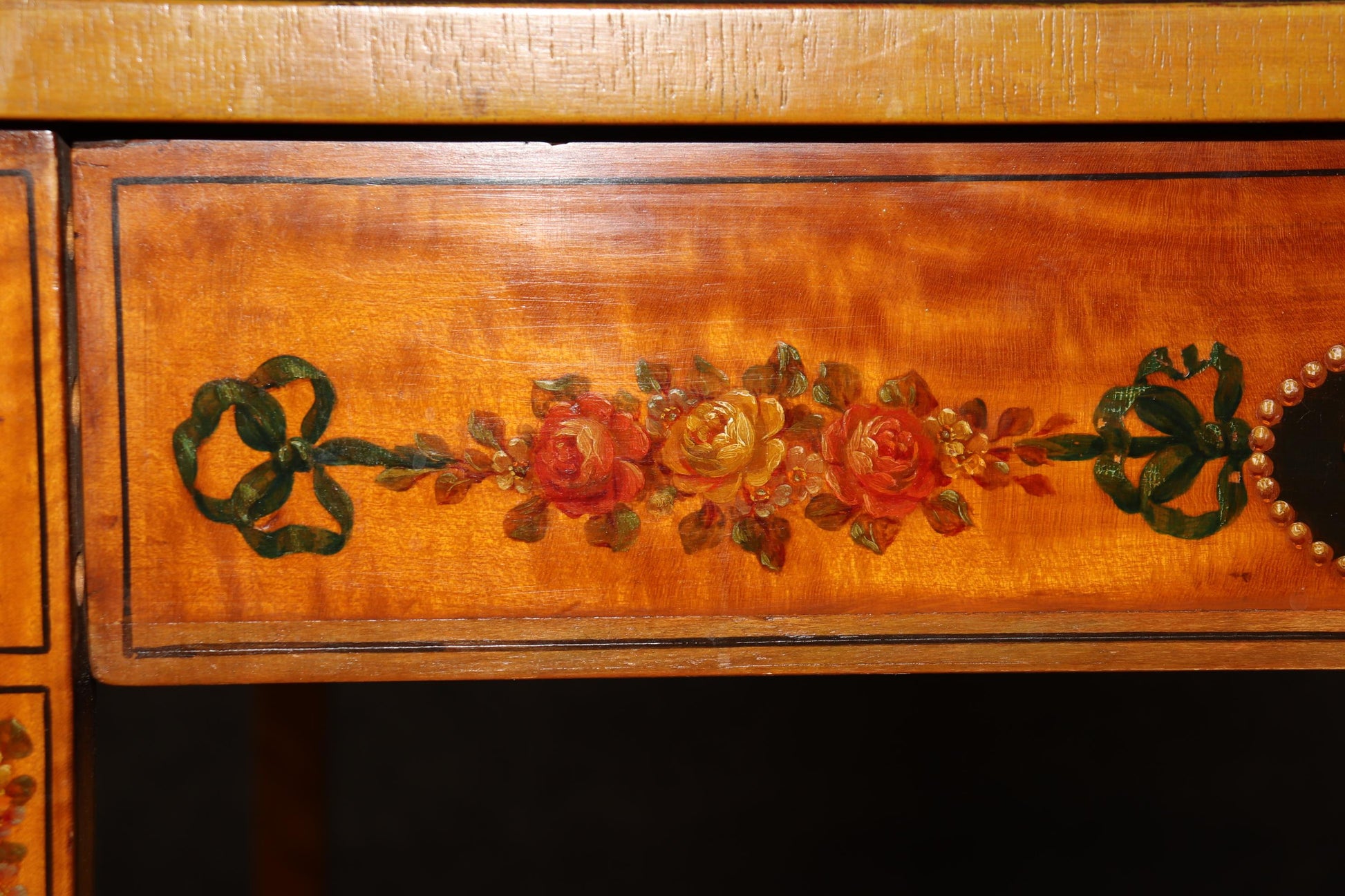 Superb 19th Century Adams Paint Decorated Satinwood English Center Table