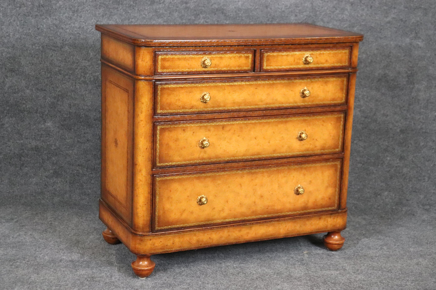 Maitland Smith Embossed Leather Wrapped Chest of Drawers Commode