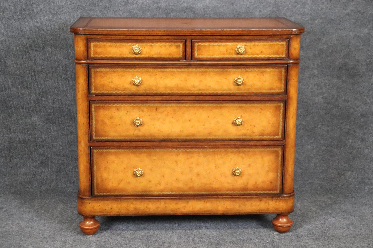 Maitland Smith Embossed Leather Wrapped Chest of Drawers Commode