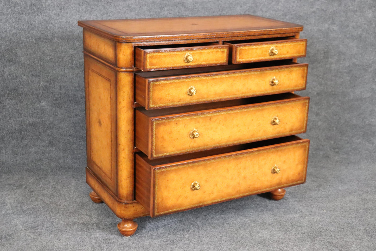 Maitland Smith Embossed Leather Wrapped Chest of Drawers Commode