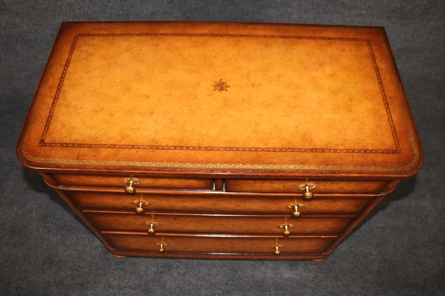 Maitland Smith Embossed Leather Wrapped Chest of Drawers Commode