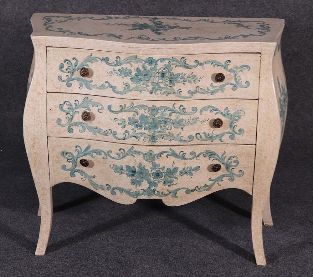 Veneitan Paint Decorated Bombe Commode Dresser