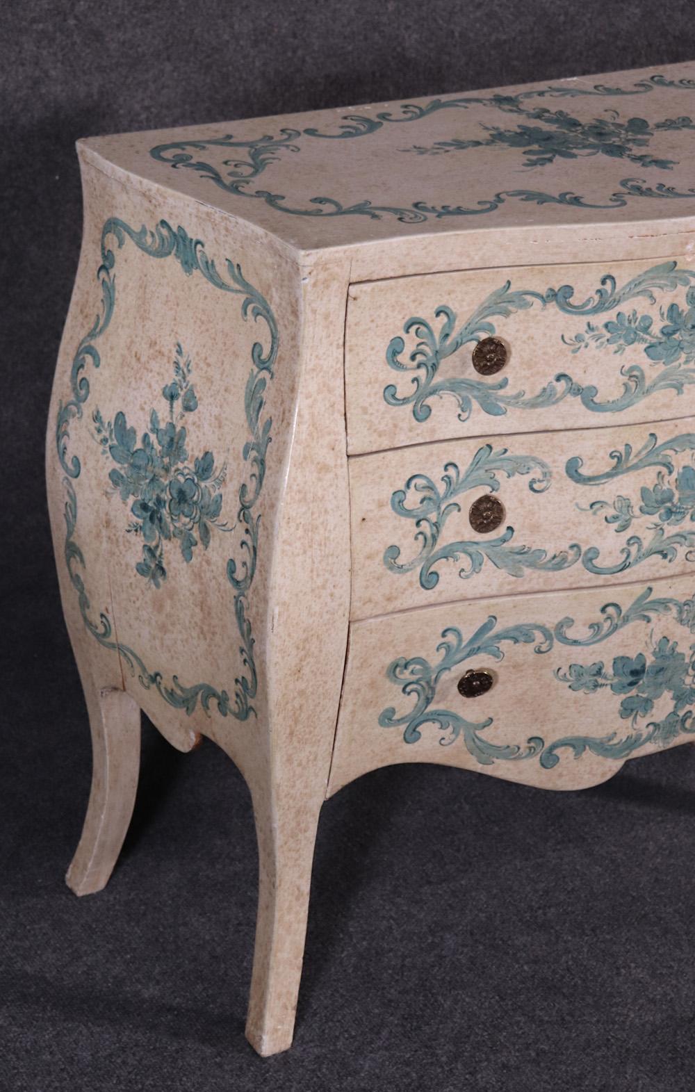 Veneitan Paint Decorated Bombe Commode Dresser