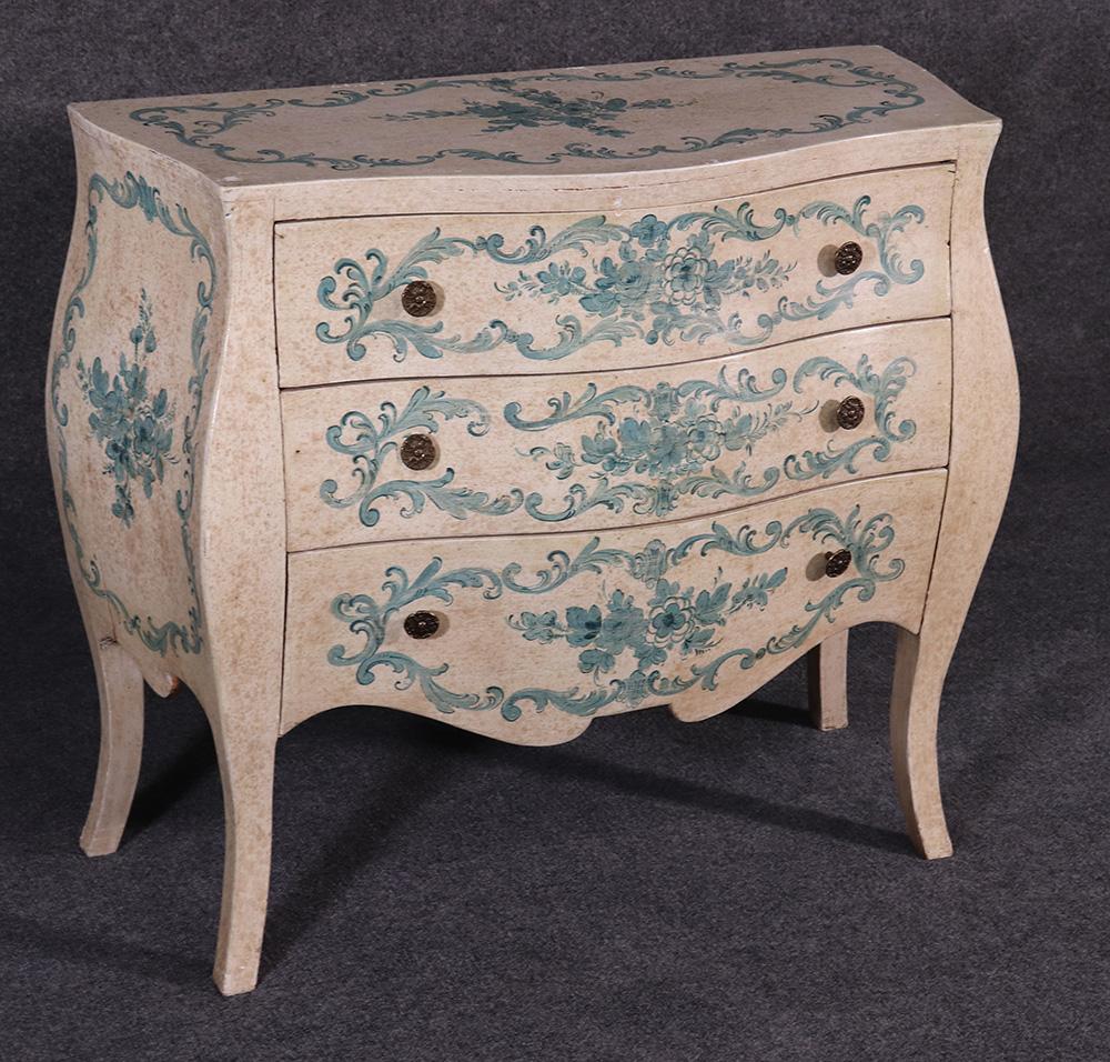 Veneitan Paint Decorated Bombe Commode Dresser