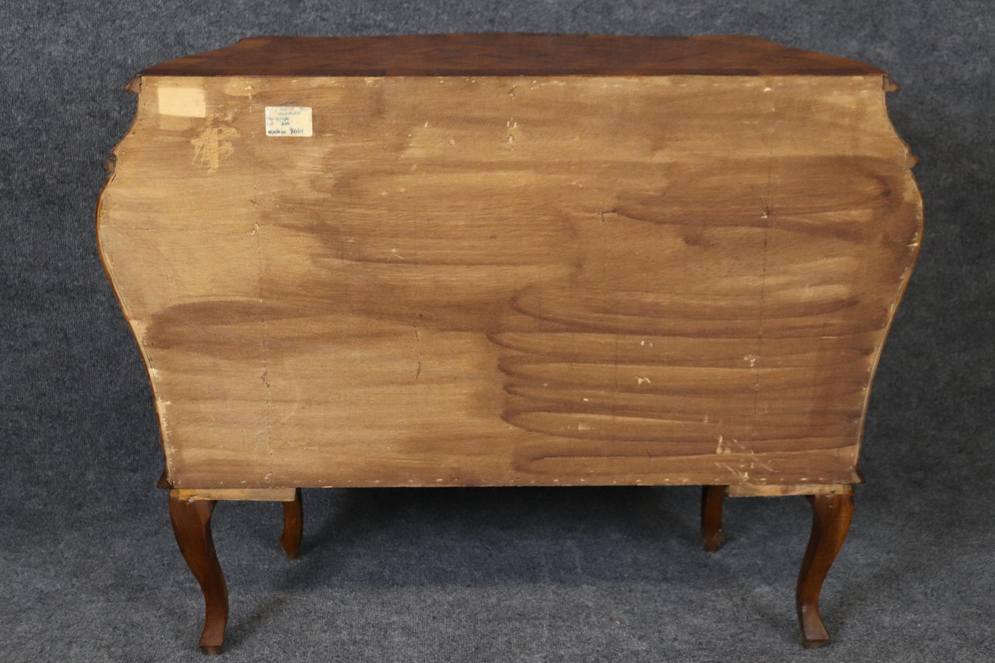 Italian Louis XV Style Inlaid Marquetry Olive Wood Commode Chest of Drawers