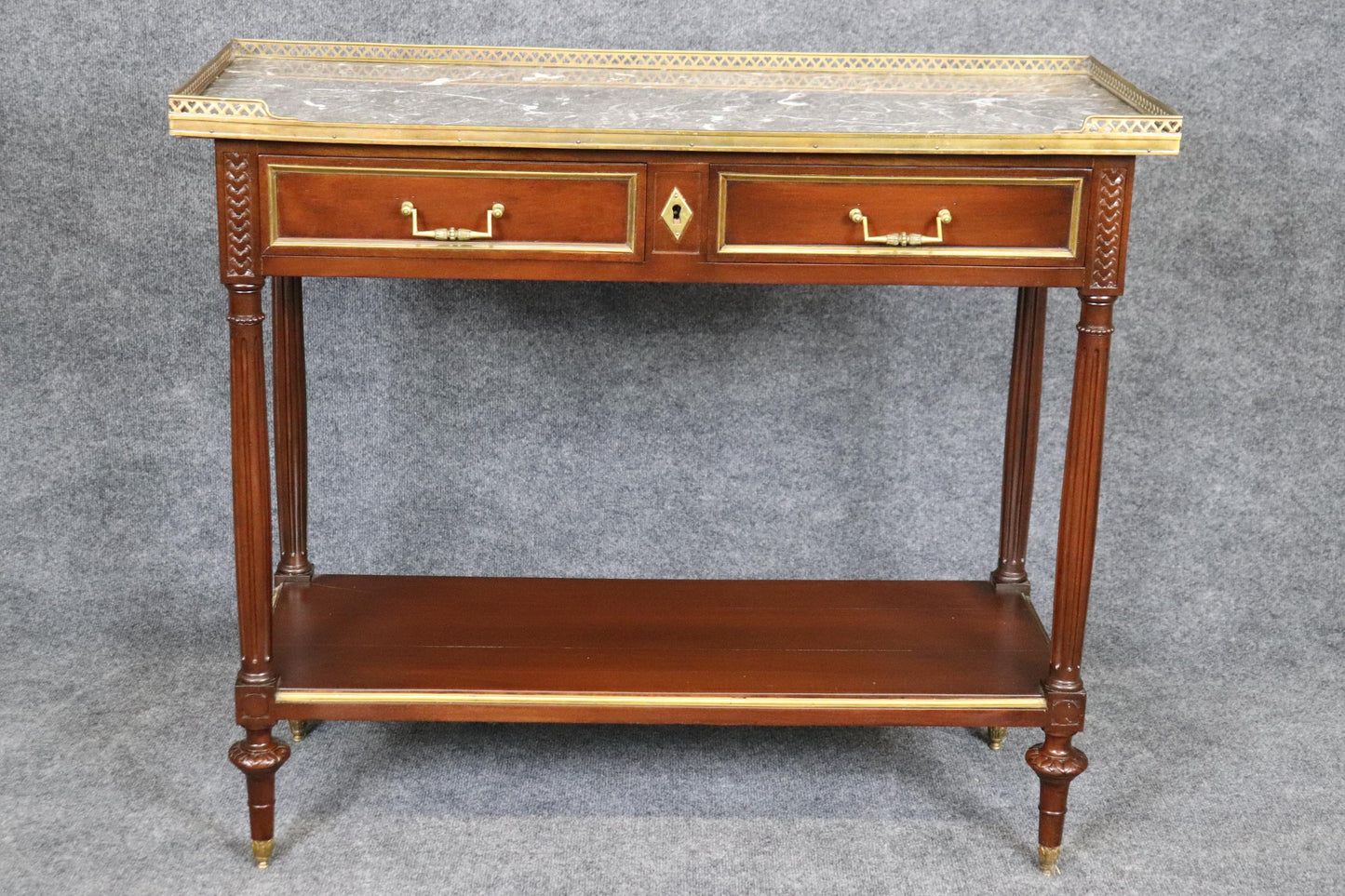 Fine Quality Directoire Maison Jansen Attributed Marble Top Console Table Buffet