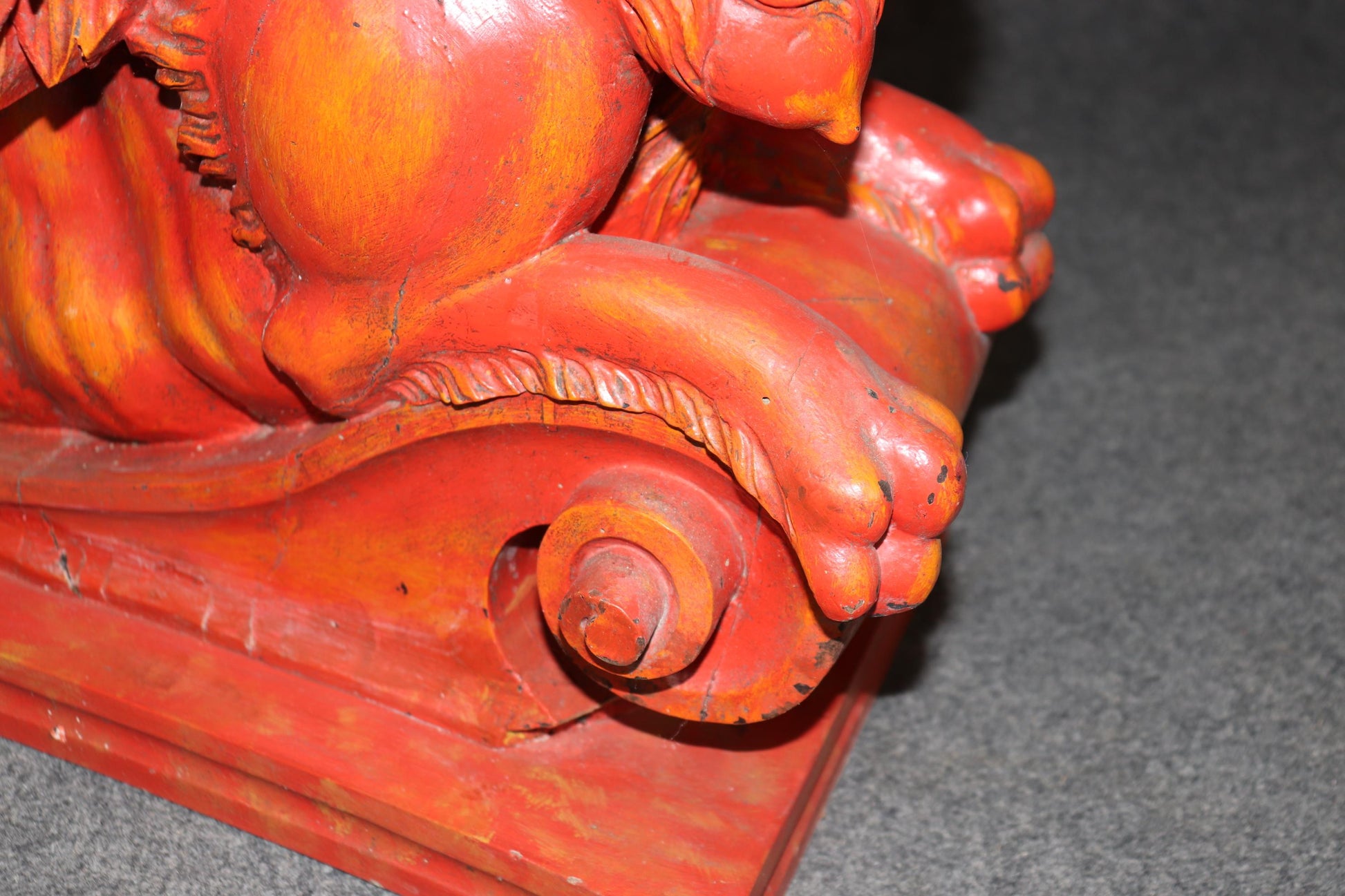 Extremely Rare Pair Full Body carved Griffin Leather Top End Tables Circa 1890s