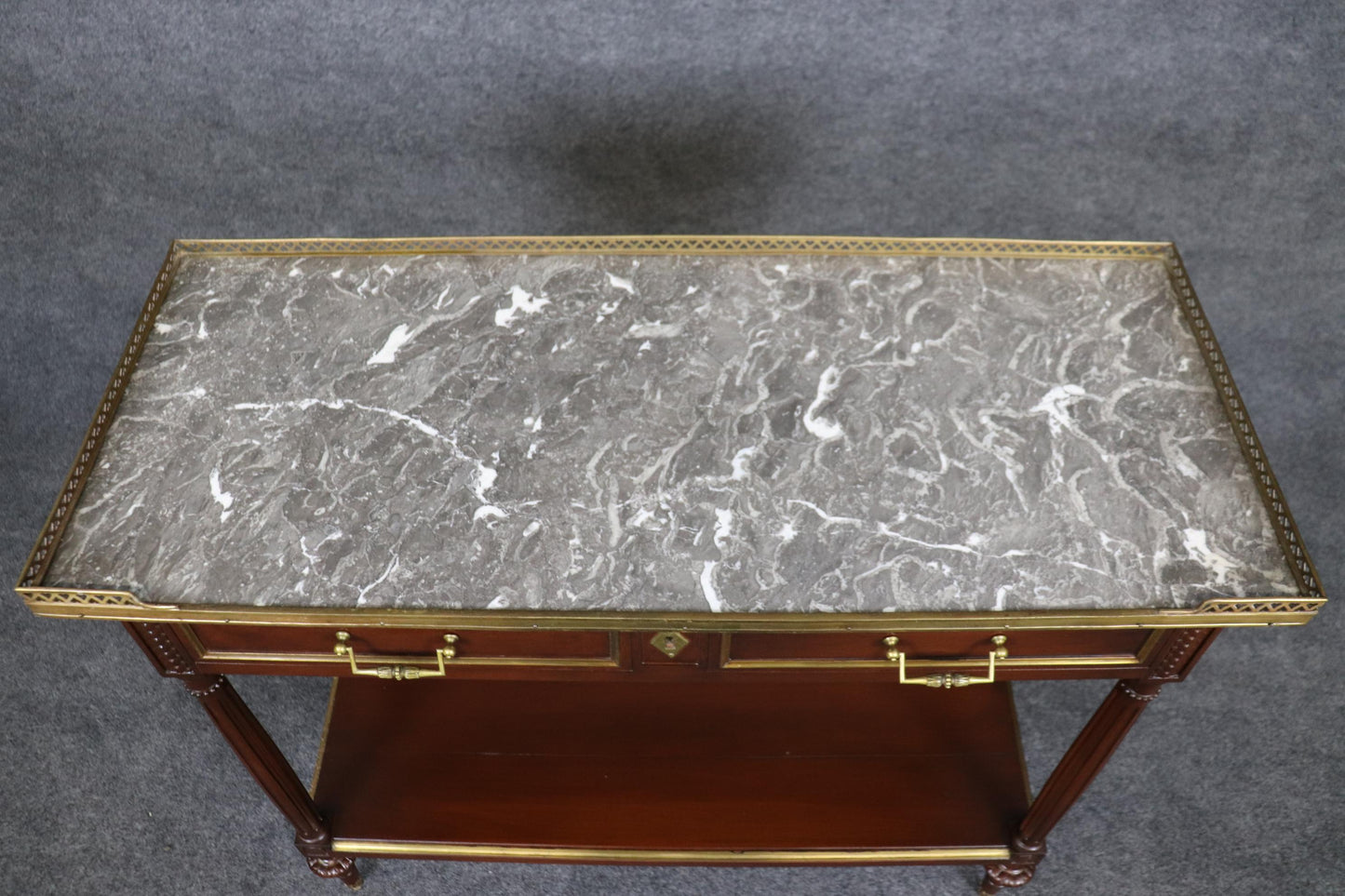 Fine Quality Directoire Maison Jansen Attributed Marble Top Console Table Buffet