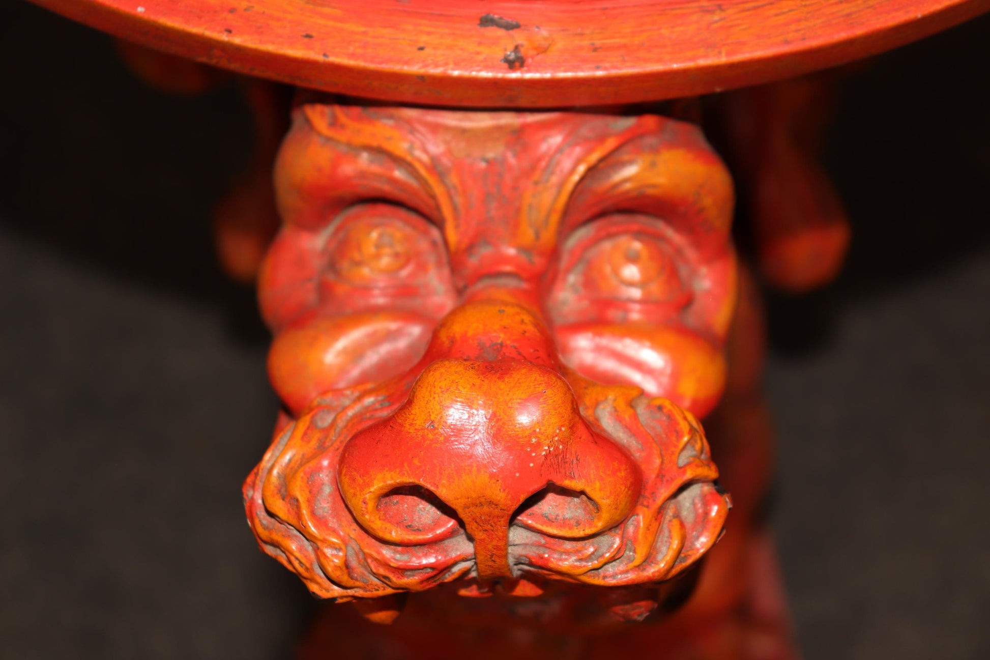 Extremely Rare Pair Full Body carved Griffin Leather Top End Tables Circa 1890s