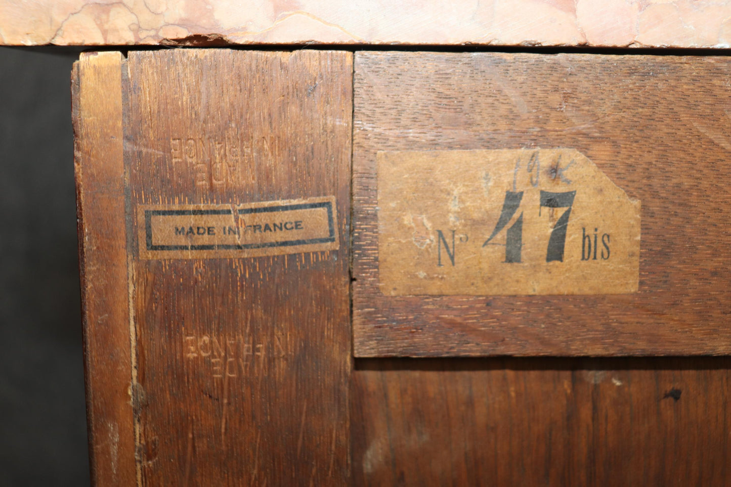 Companion Pair Inlaid French Marble Top Louis XV Nightstands Circa 1920s