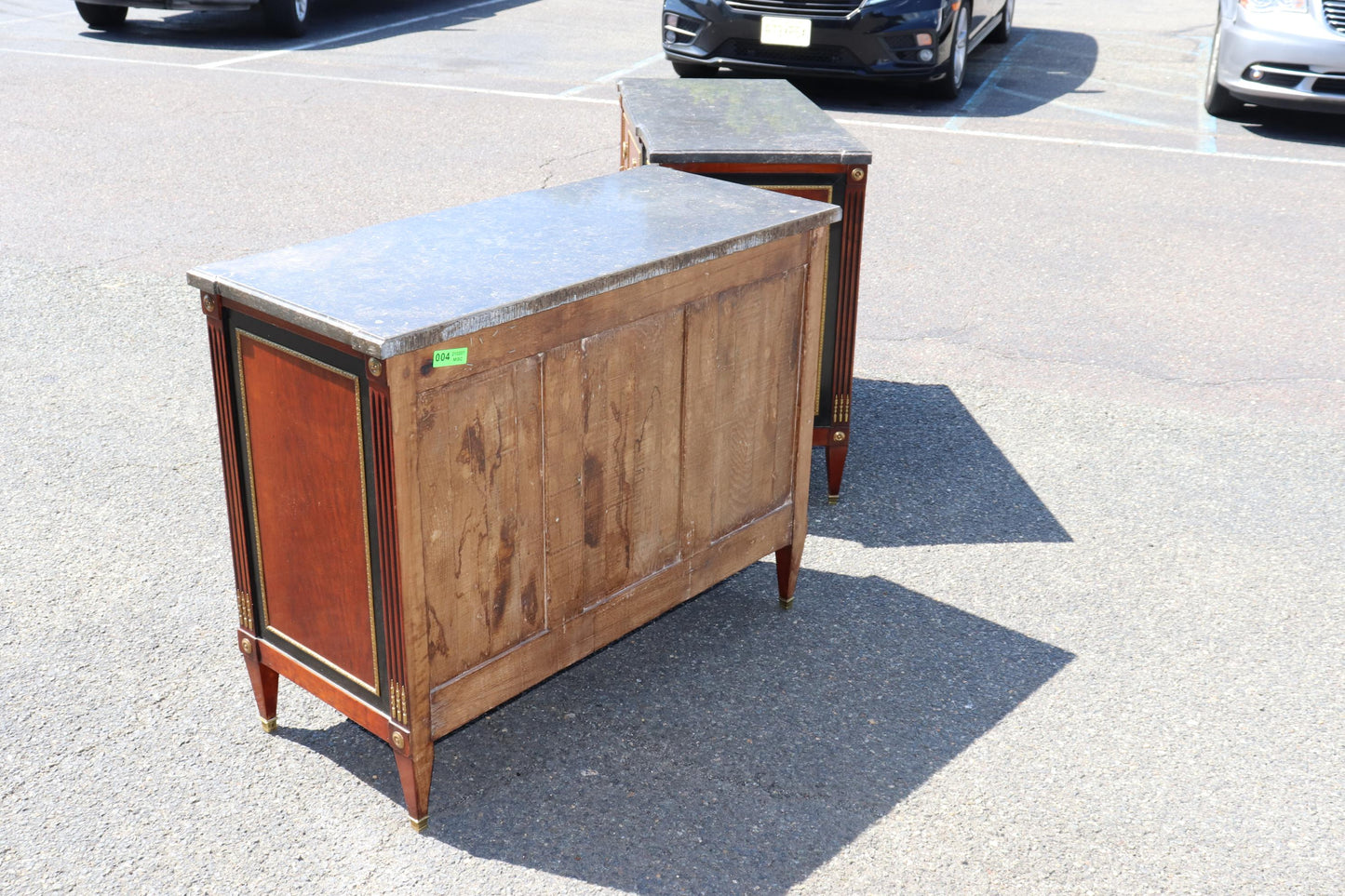 Pair Hand-Made Custom French Bronze Mounted Cherry and Ebonized Commodes