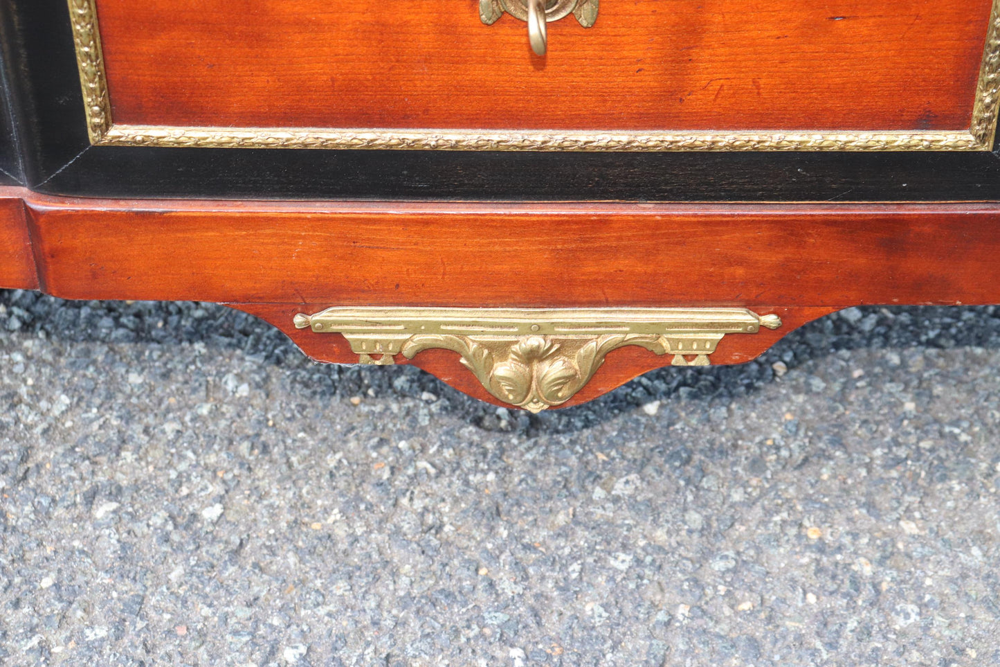 Pair Hand-Made Custom French Bronze Mounted Cherry and Ebonized Commodes