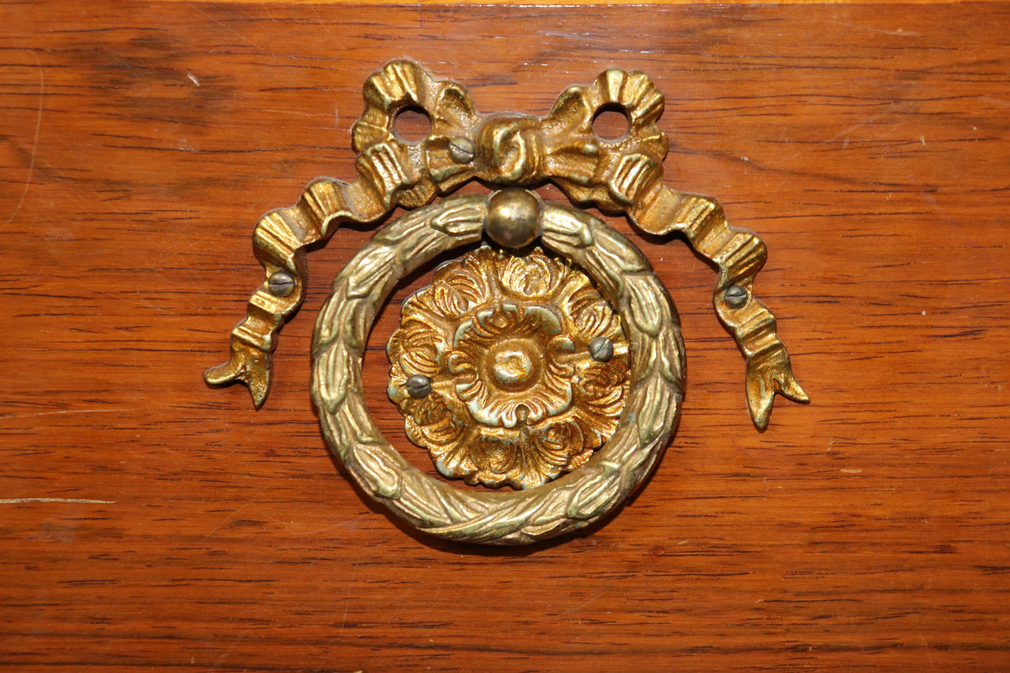 Bronze Paw Footed Marble Top Rosewood and Mahogany French Louis XV Commode