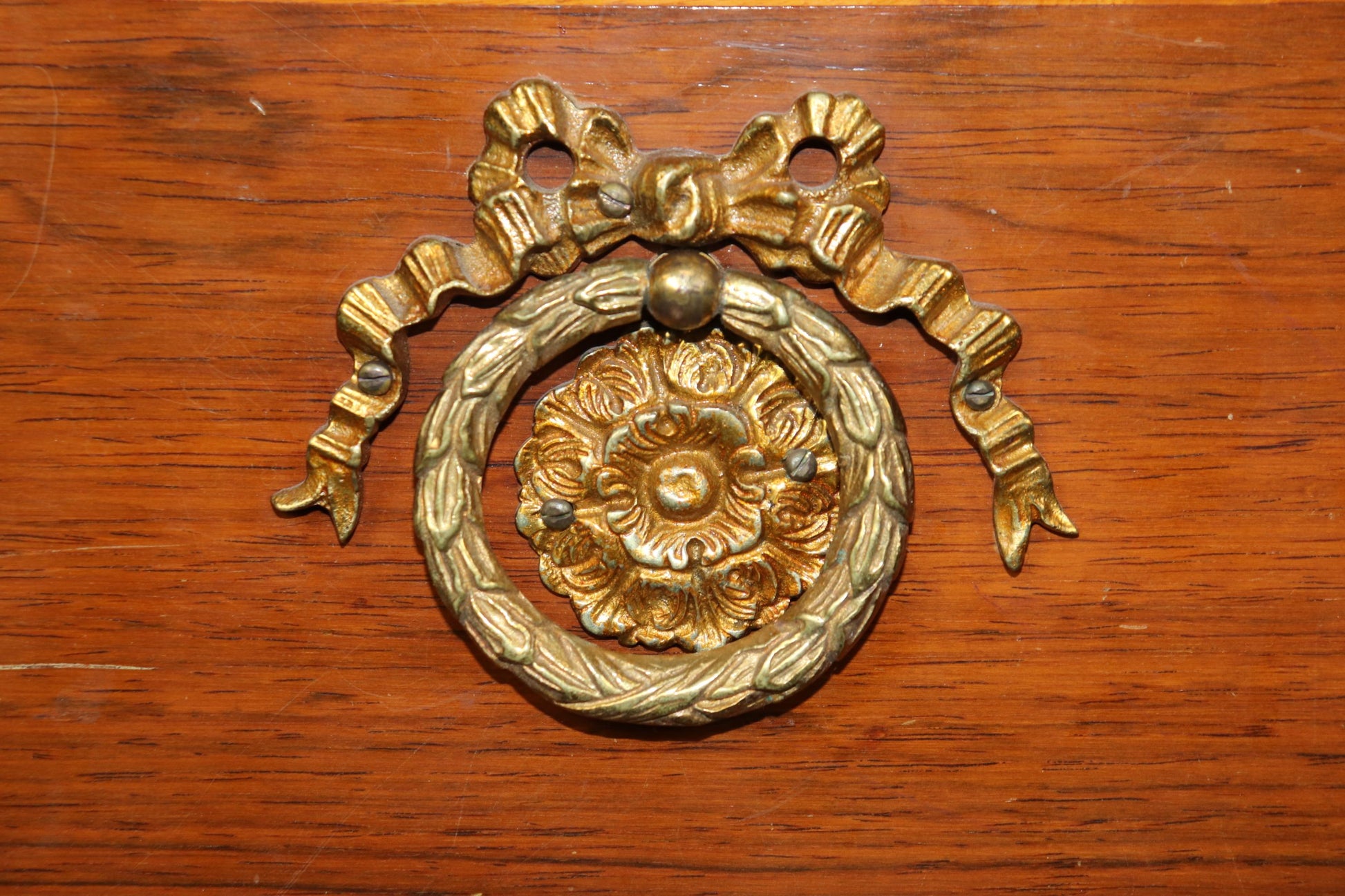 Bronze Paw Footed Marble Top Rosewood and Mahogany French Louis XV Commode