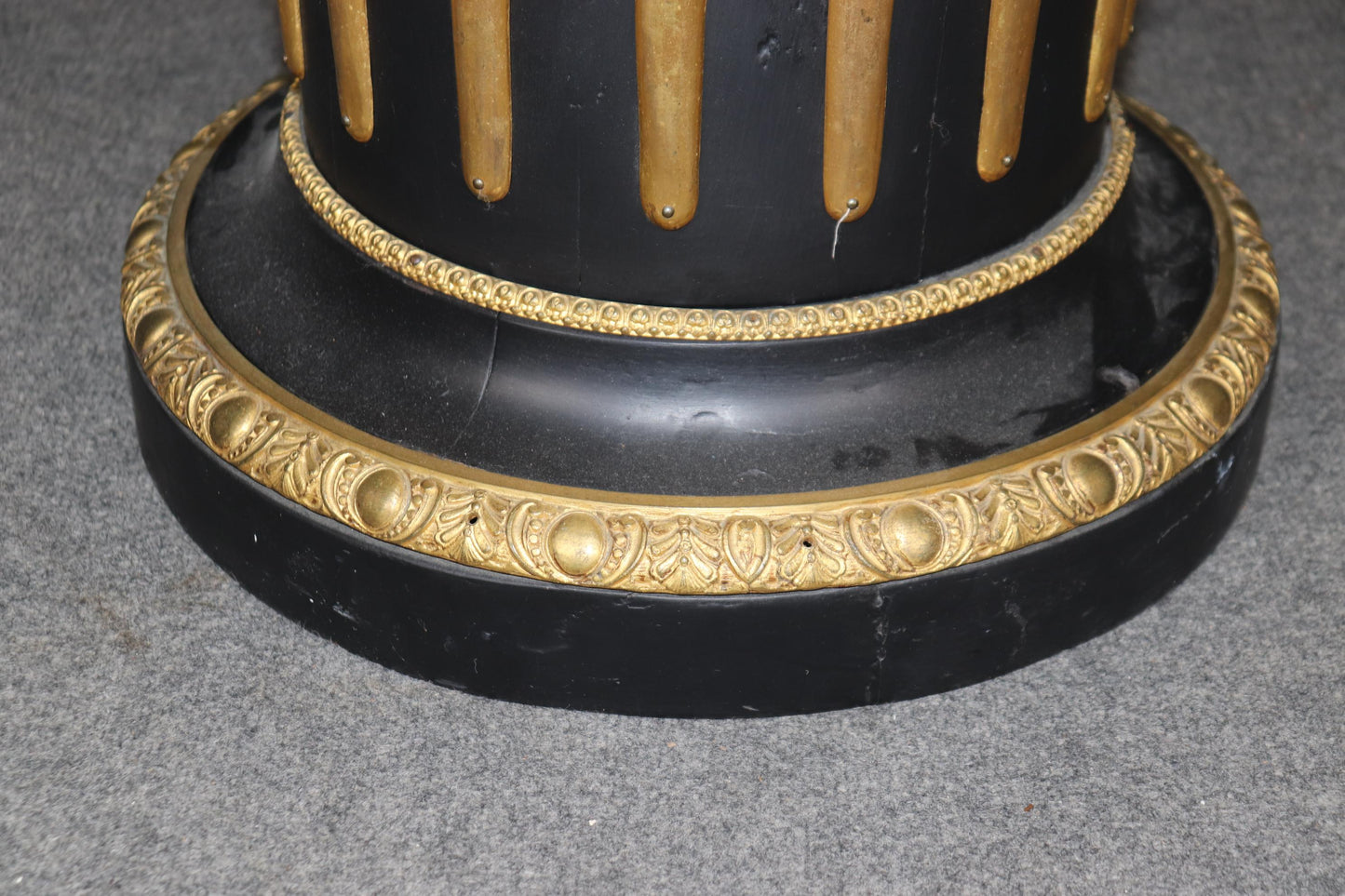 Ebonized Black Lacquered Bronze Mounted Italian Neoclassical Pedestal Column