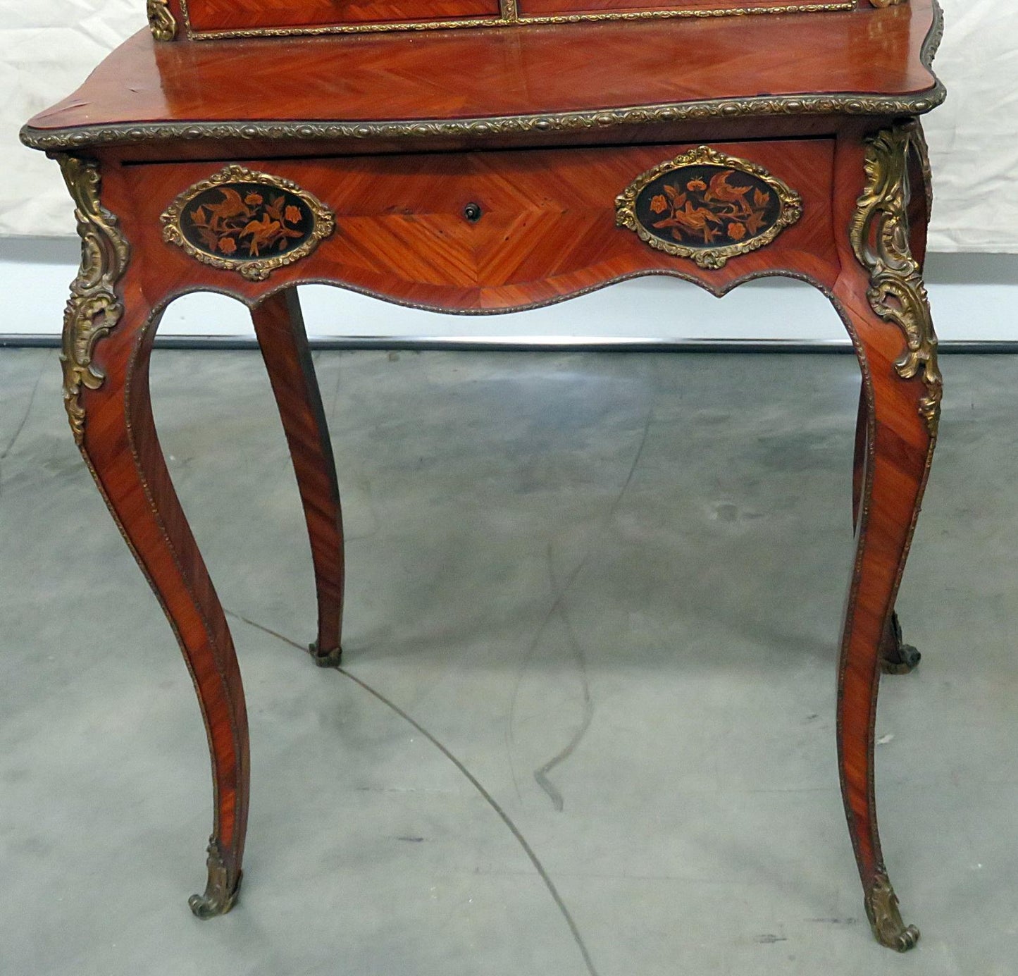 Antique C1870s French Louis XVI Style Inlaid King Wood Ladies Writing Desk