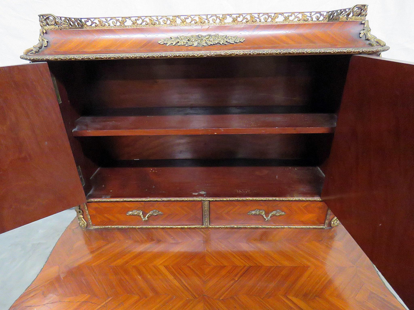 Antique C1870s French Louis XVI Style Inlaid King Wood Ladies Writing Desk