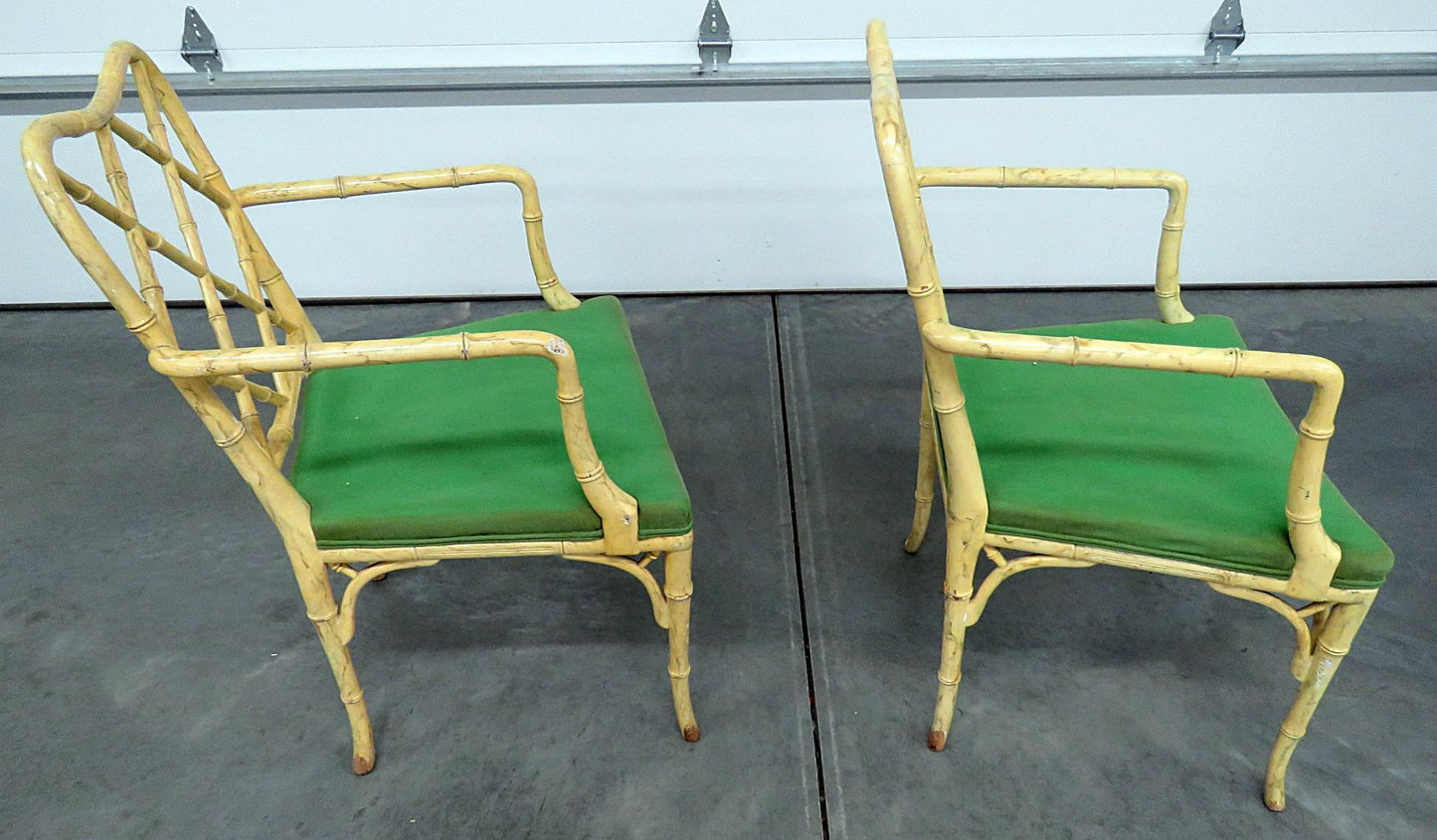 Pair of Vintage Chinese Chippendale Faux Bamboo Armchairs