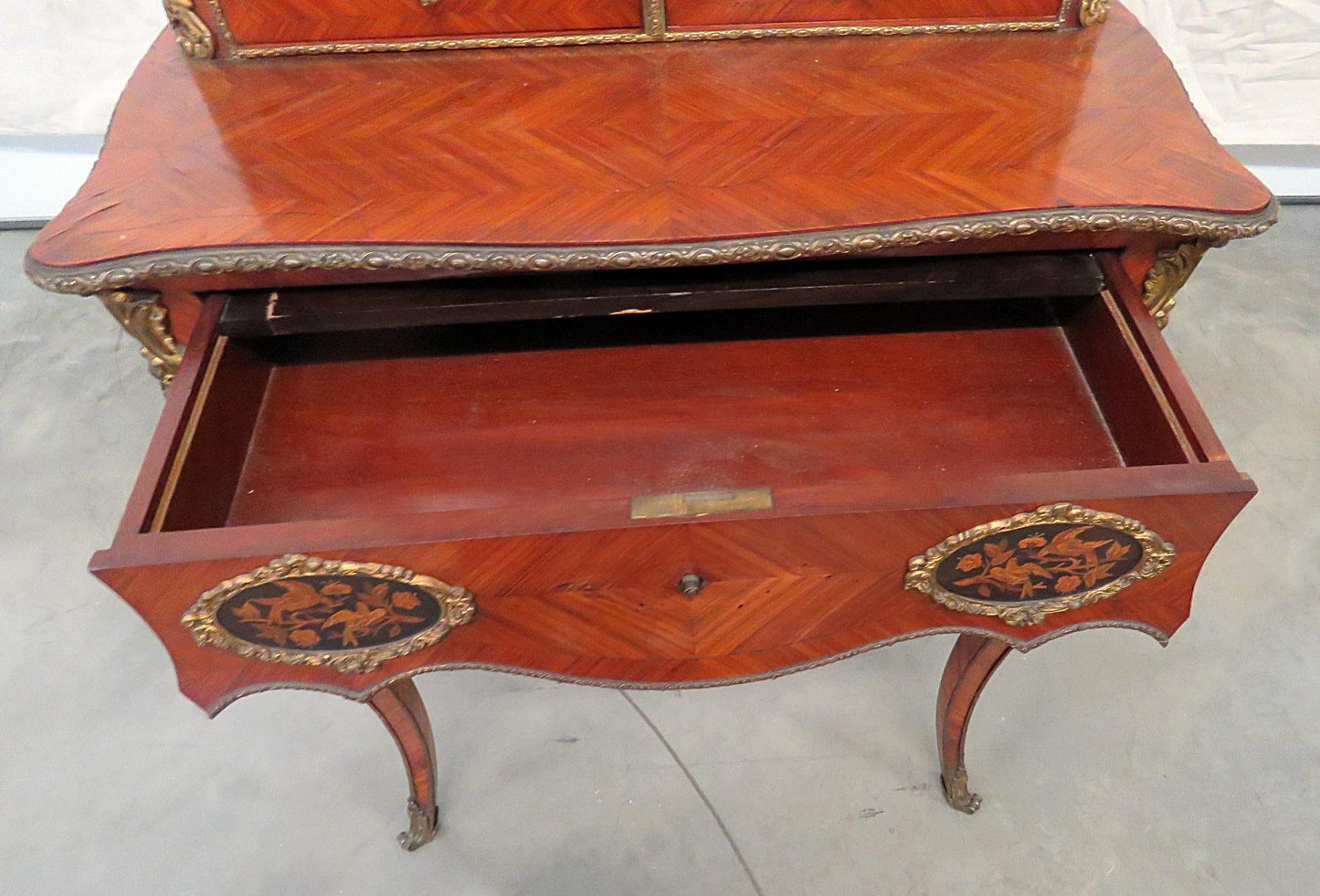 Antique C1870s French Louis XVI Style Inlaid King Wood Ladies Writing Desk