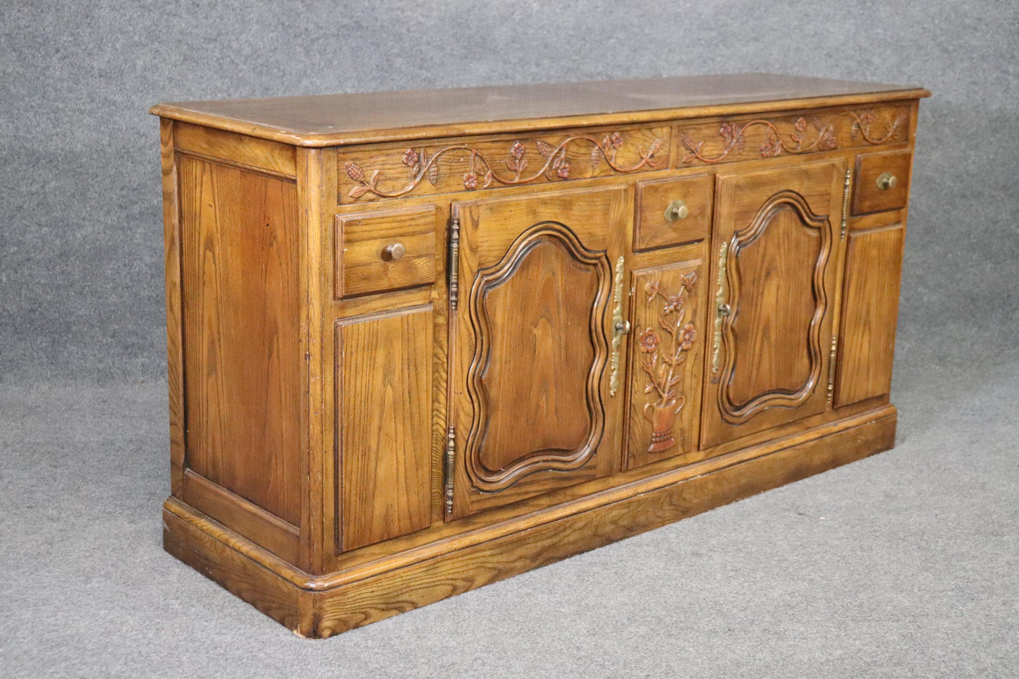 Milling Road by Baker Furniture Country French Oak Sideboard Buffet, circa 1980