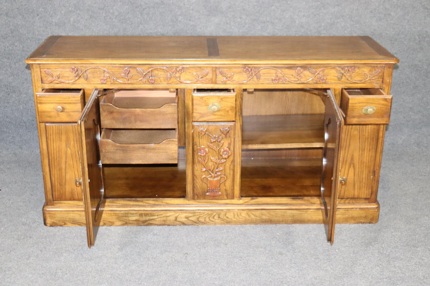 Milling Road by Baker Furniture Country French Oak Sideboard Buffet, circa 1980