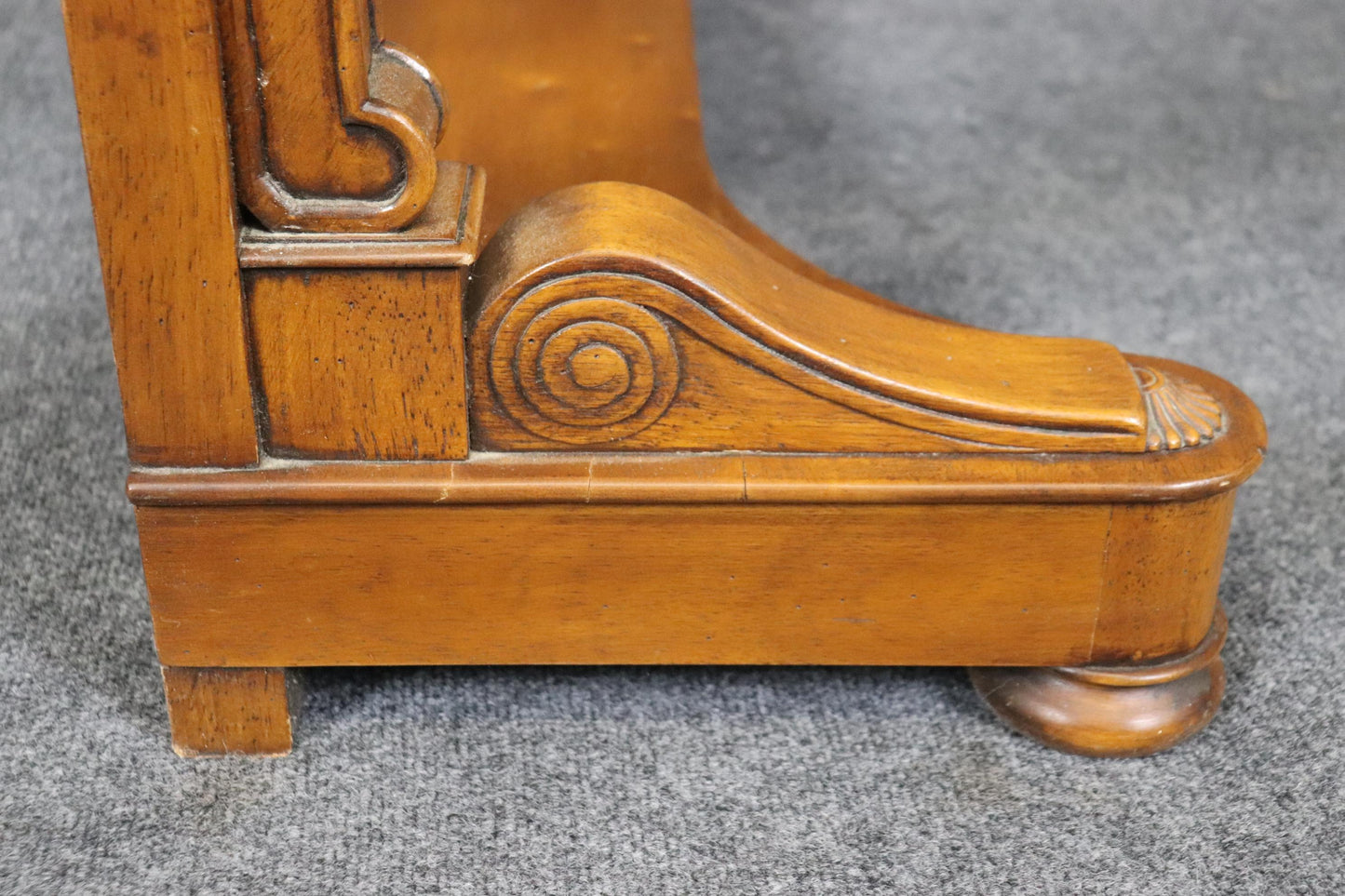 French Empire Style Granite Top Walnut Single Drawer Console Table Buffet