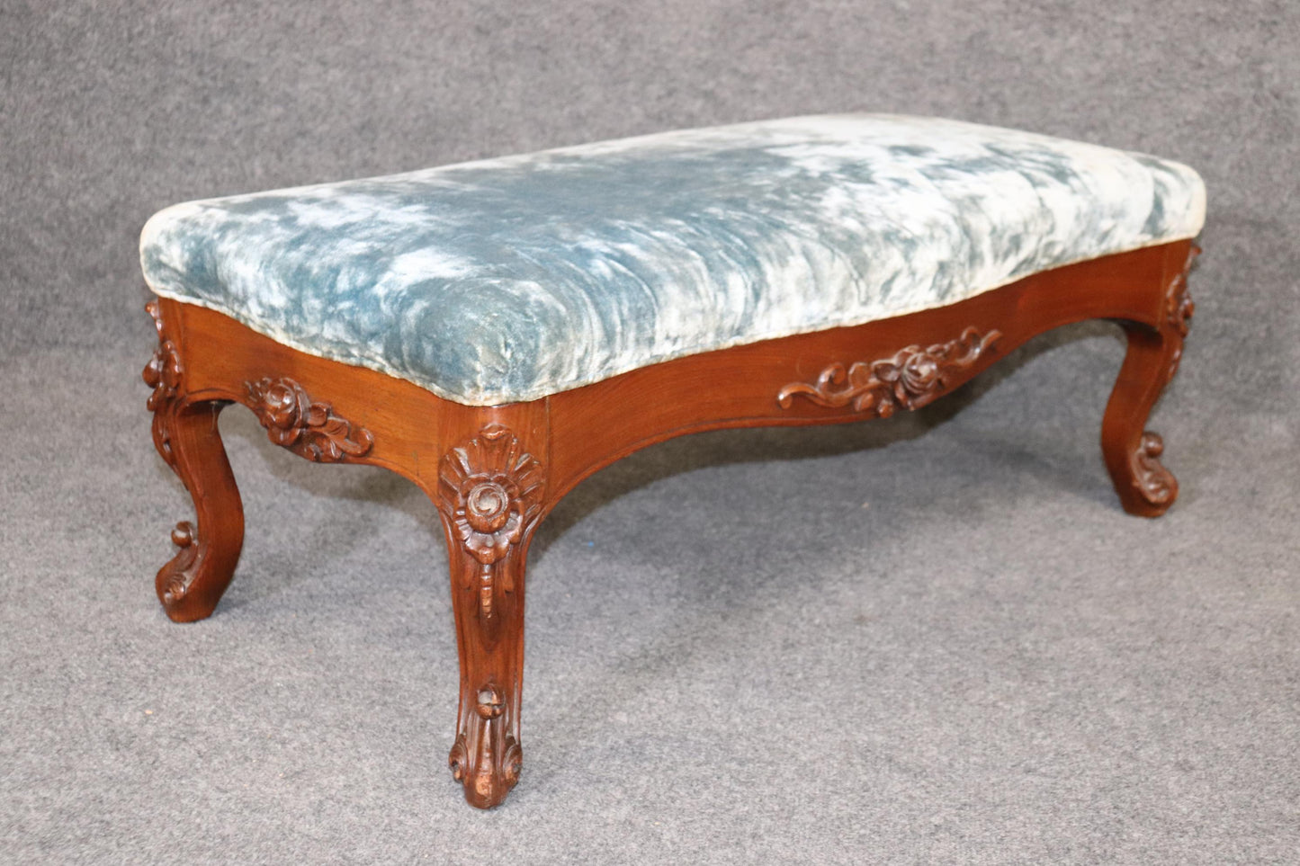 Pair of Rare Walnut American Victorian Foot Stools Attributed to Belter