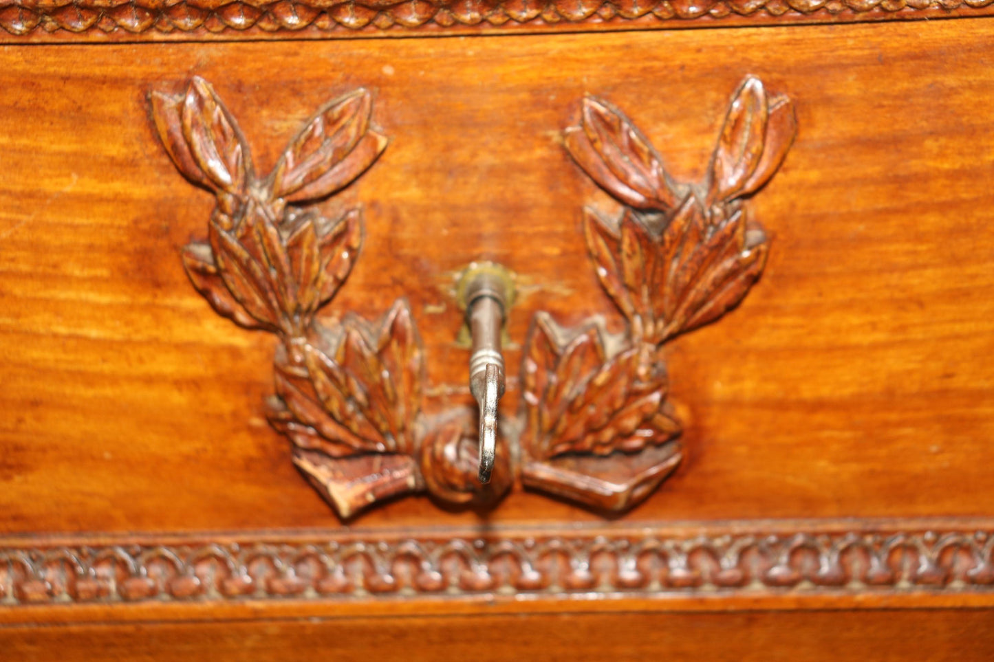 Fine Carved Walnut French Louis XV Secretary Desk Abatant Basket of Flowers