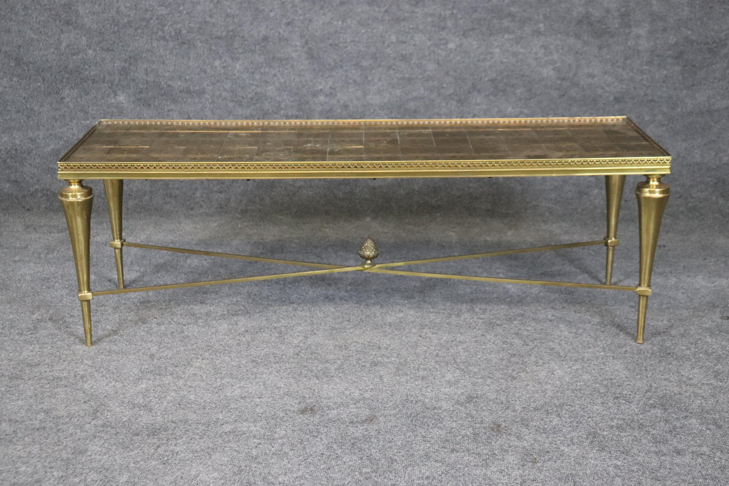 Superb Brass Directoire Style Coffee Table Attributed to Maison Jansen