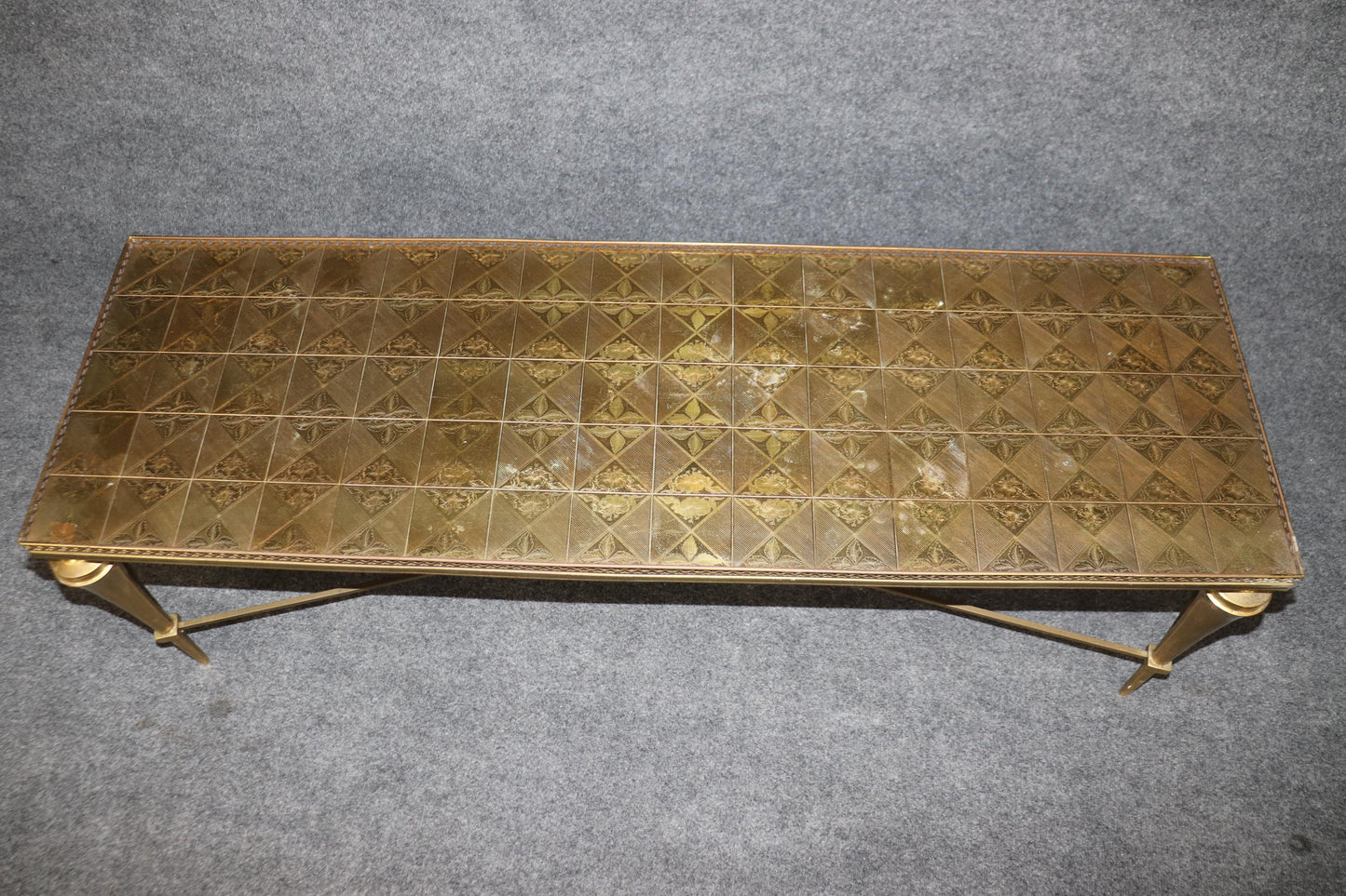 Superb Brass Directoire Style Coffee Table Attributed to Maison Jansen