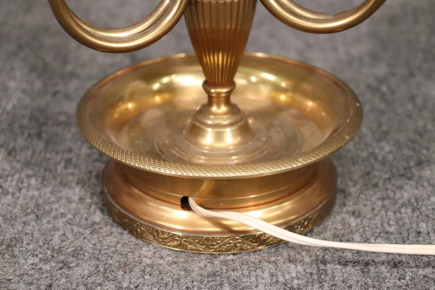 French Brass Bouillotte Lamp with Tole Metal Shade, Circa 1940