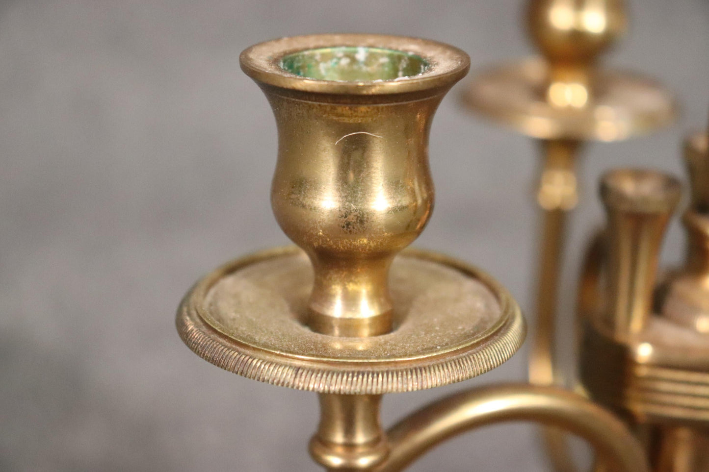 French Brass Bouillotte Lamp with Tole Metal Shade, Circa 1940