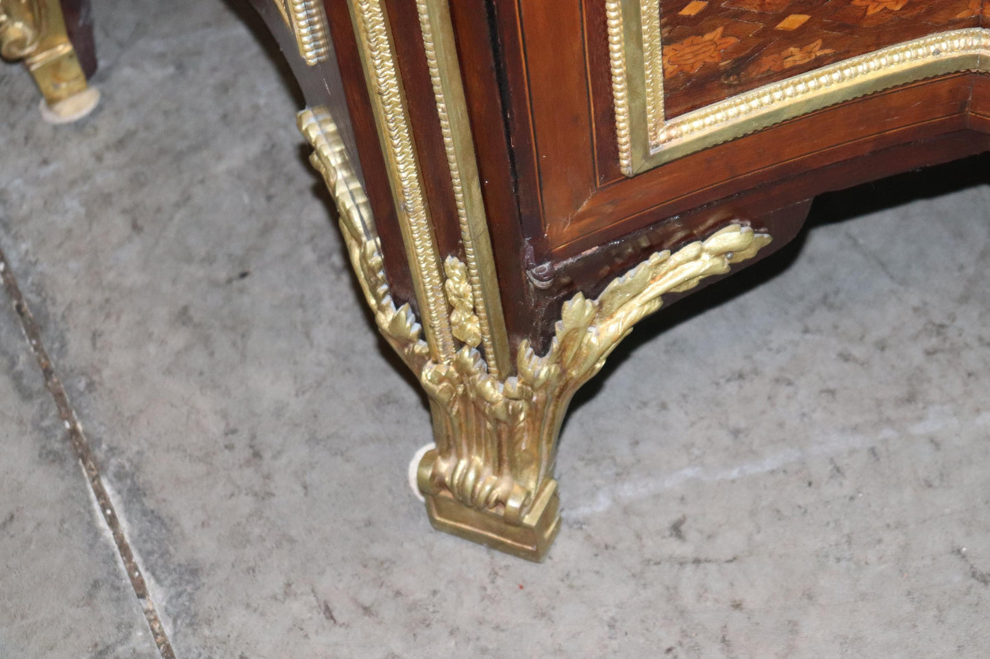 Fine Inlaid Palace Sized French Louis XV Marble Top Commode, circa 1870s