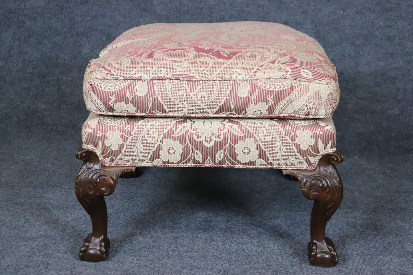 Superb Pair Centennial Carved Chippendale Mahogany Square Foot Stools