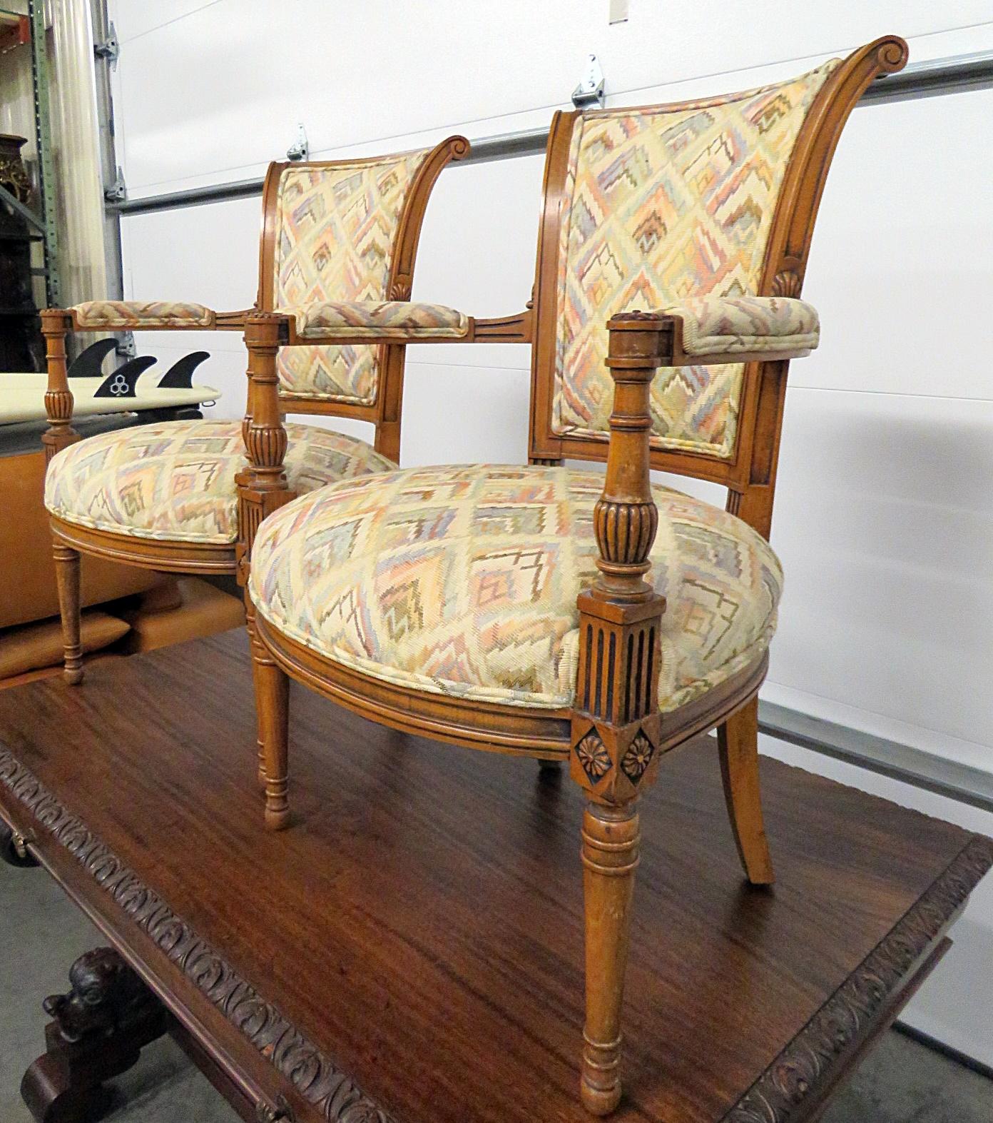 Pair of French Regency Style Fauteuils Armchairs