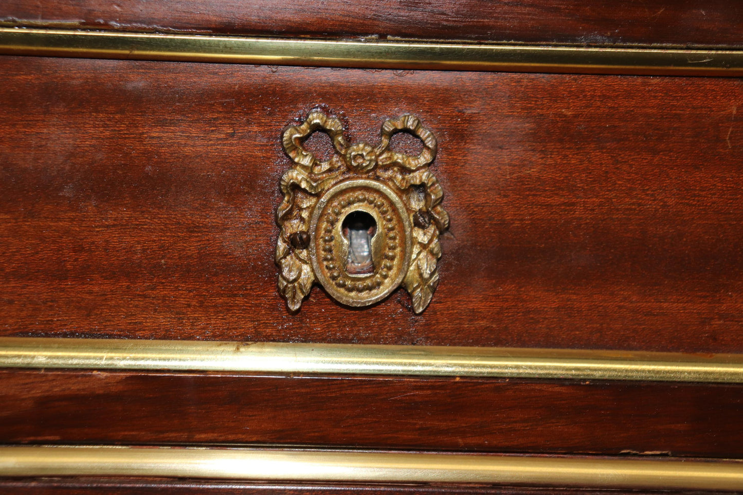 Quintessential Signed Maison Jansen Bronze Mounted Marble Top Commode Dresser