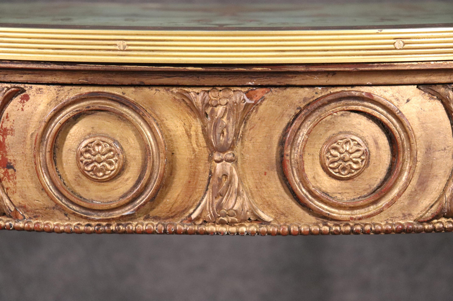 Fine Quality Paint Decorated Gilded Adams Demilune Console Table, Circa 1890