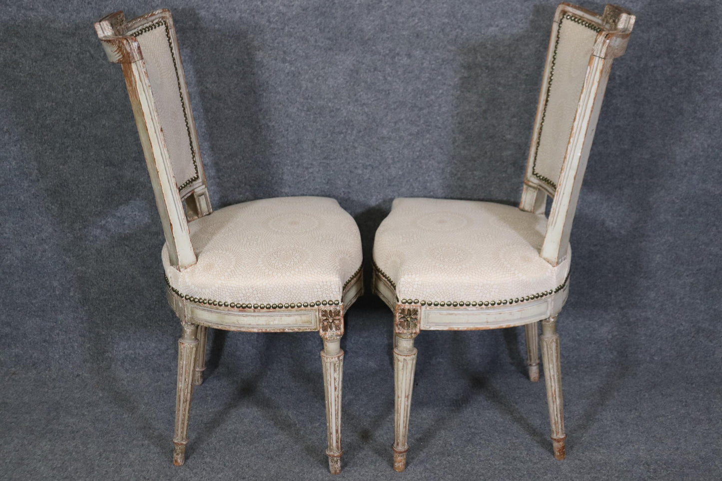 Rare Set of 12 Distressed Paint Decorated Maison Jansen Dining Chairs Circa 1920