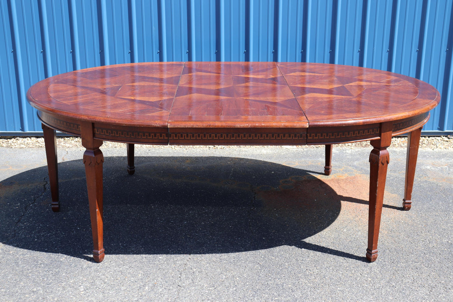 Fine Quality Italian Provincial Paquetry Walnut Dining Table W Leaf