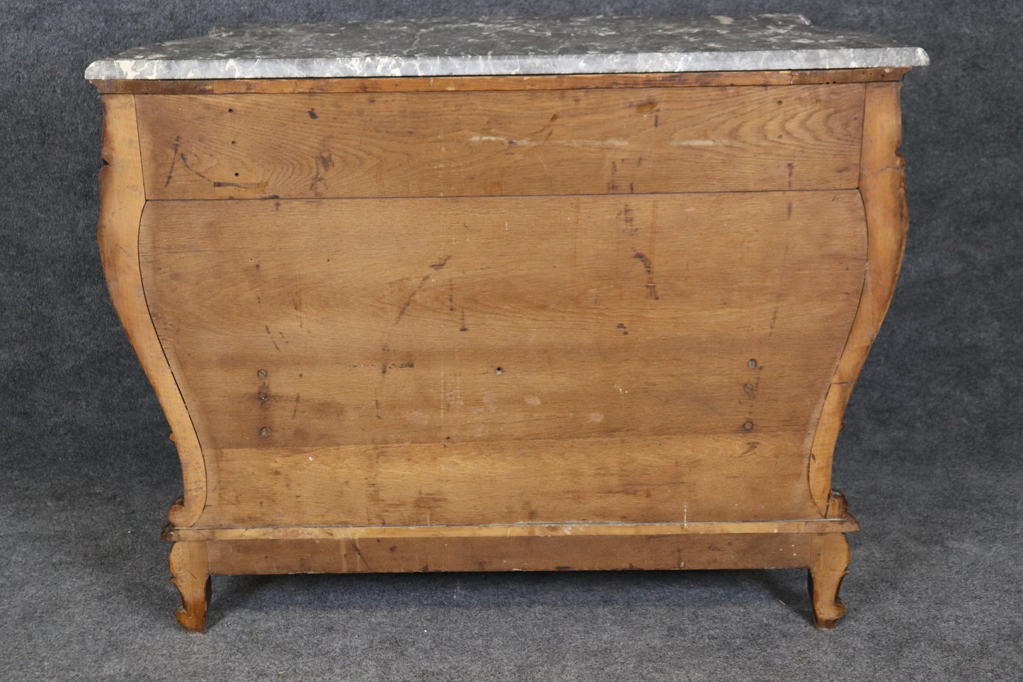 Superb Carved Walnut Marble Top French Two Tier Open Buffet Console Table