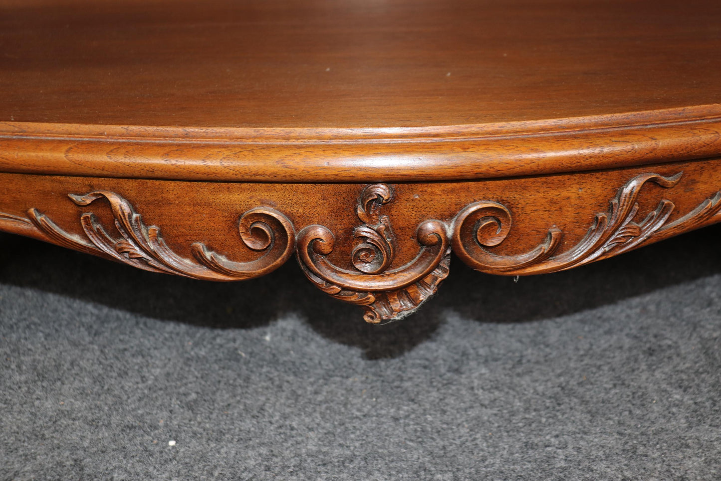 Superb Carved Walnut Marble Top French Two Tier Open Buffet Console Table