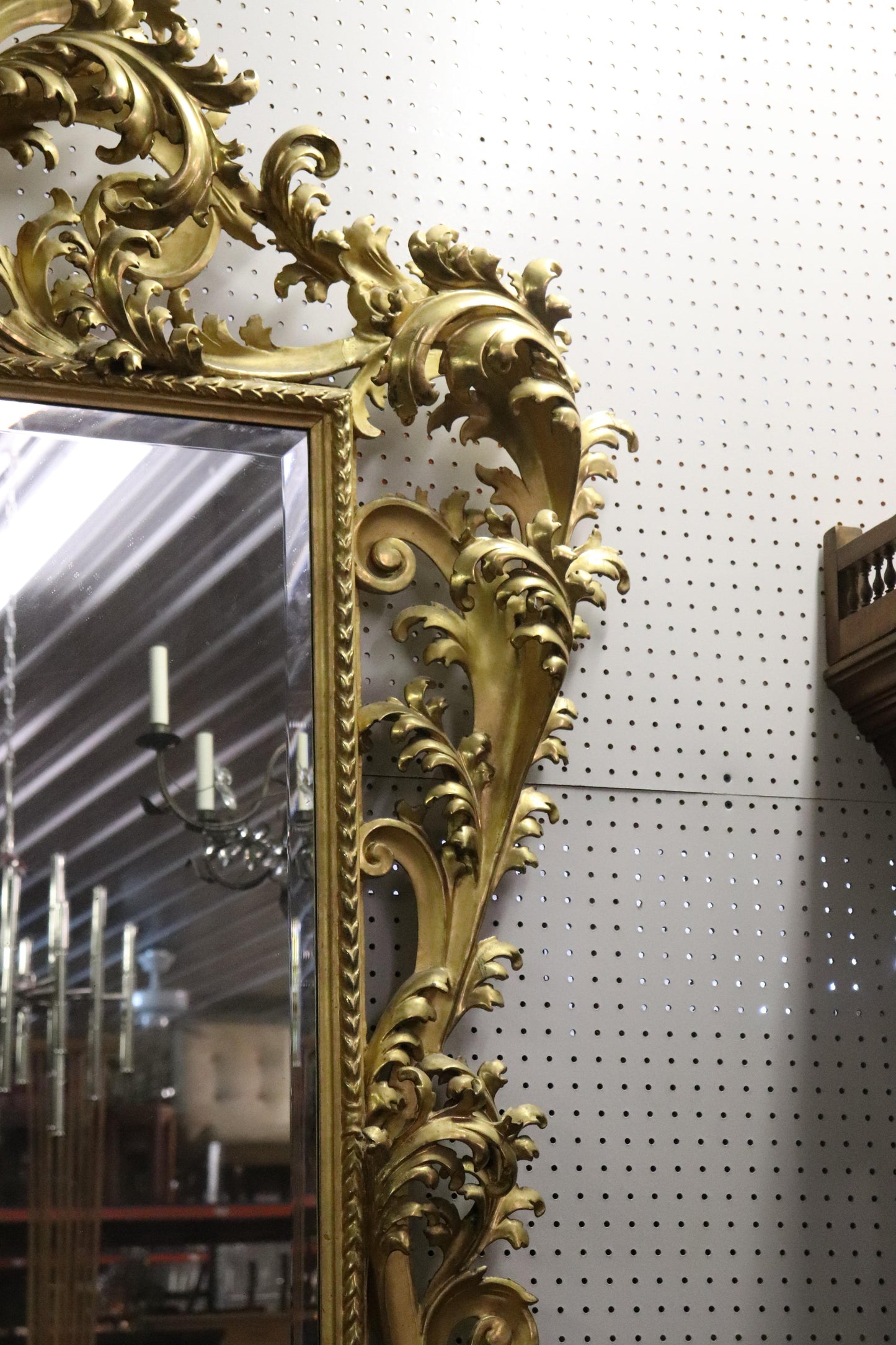 Monumental Giltwood Florentine Mirror with Marble-Top Console Table, circa 1940