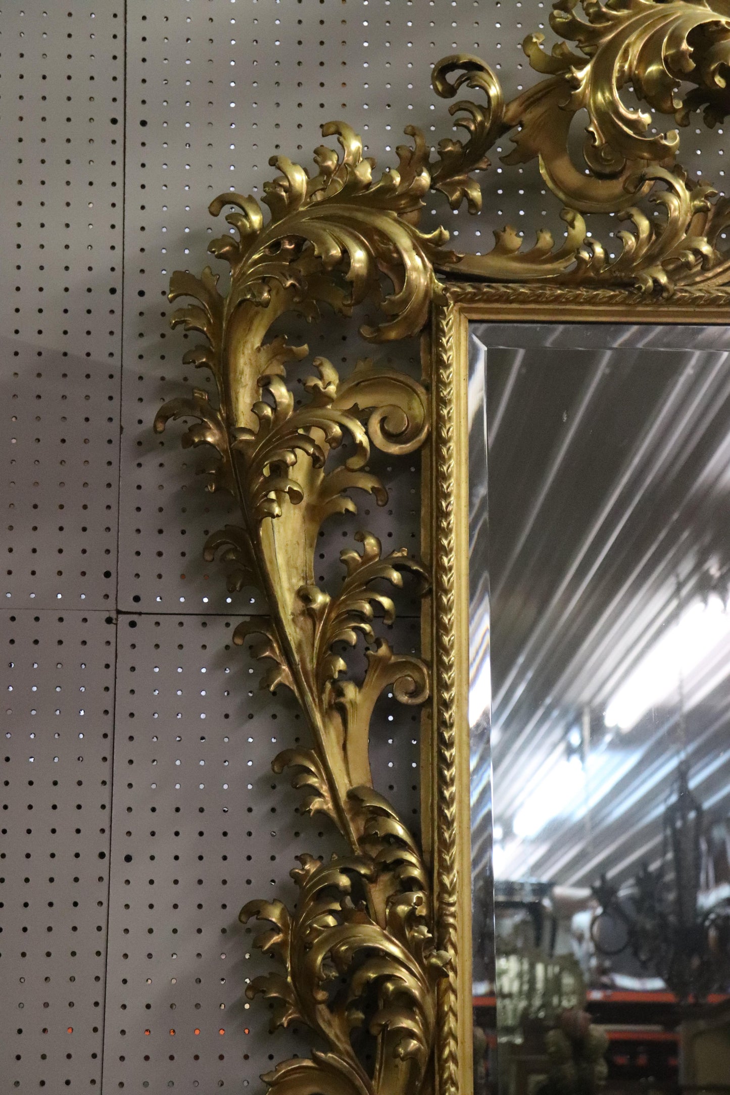 Monumental Giltwood Florentine Mirror with Marble-Top Console Table, circa 1940