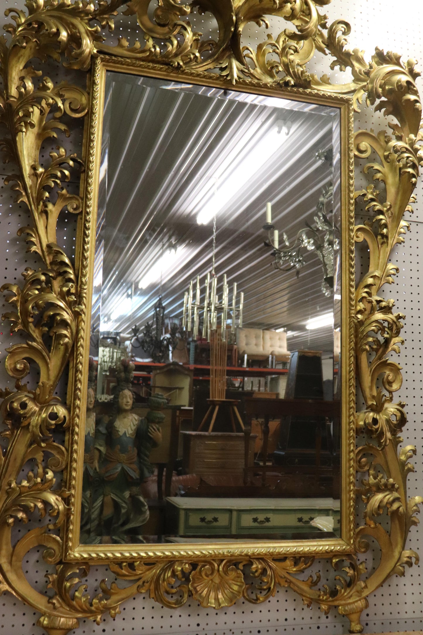 Monumental Giltwood Florentine Mirror with Marble-Top Console Table, circa 1940