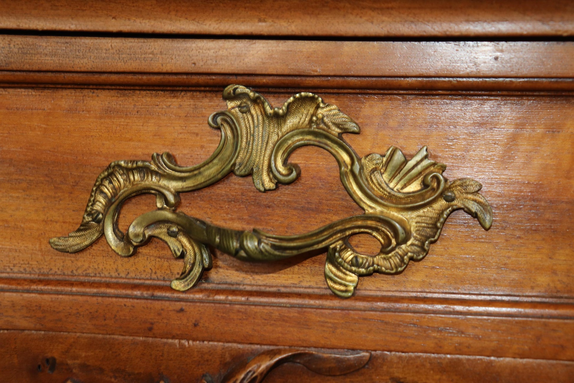 Superb Carved Walnut Marble Top French Two Tier Open Buffet Console Table